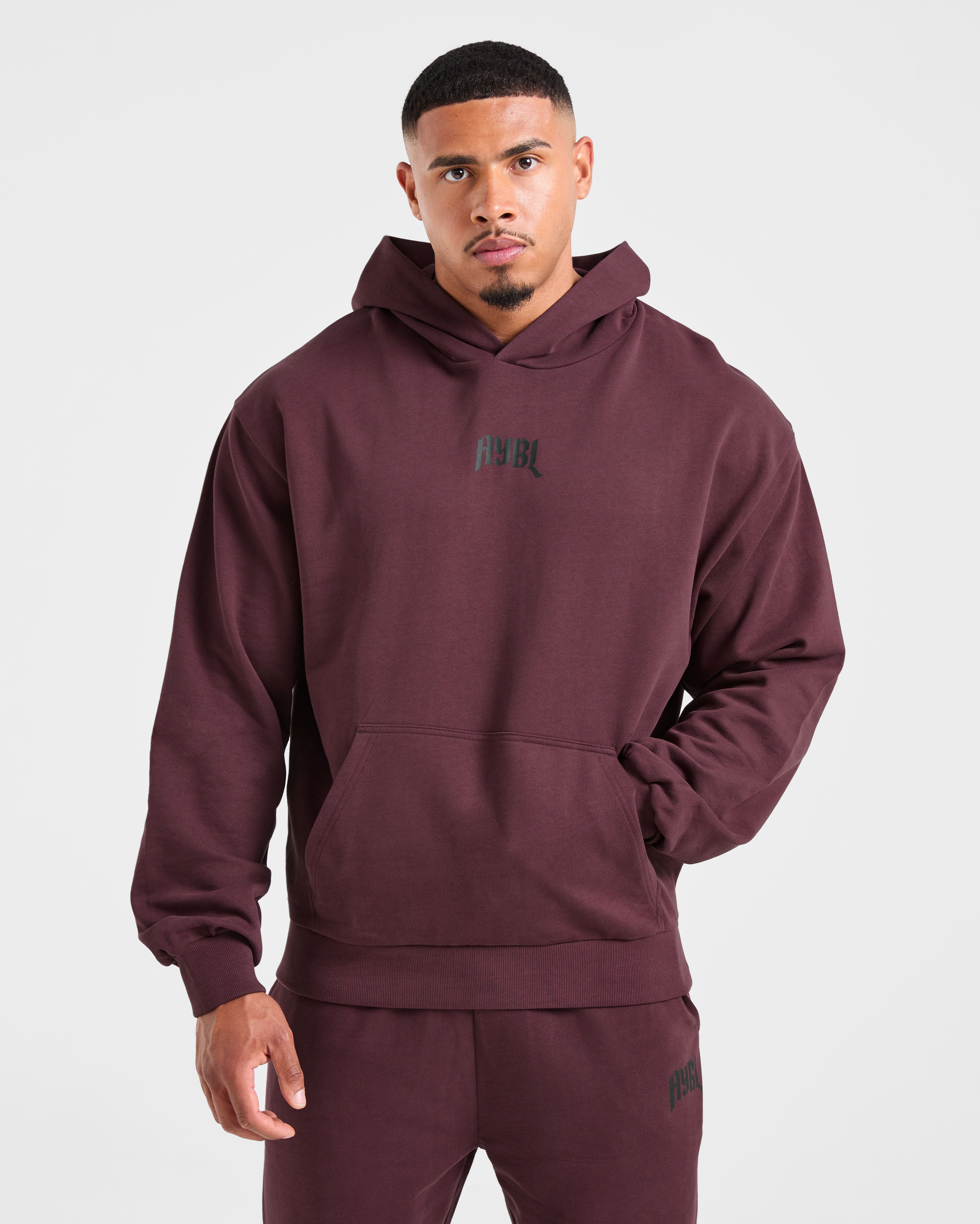 Lifting Club Gothic Oversized Hoodie - Dusty Plum/Black