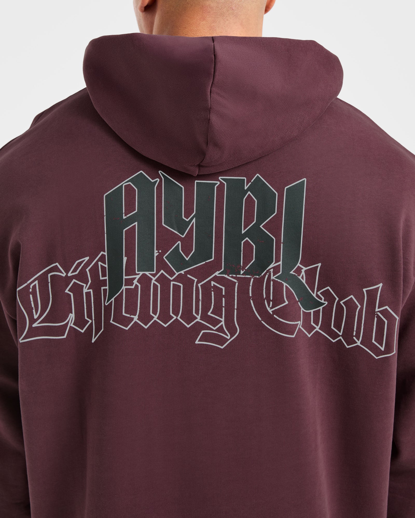 Lifting Club Gothic Oversized Hoodie - Dusty Plum/Black
