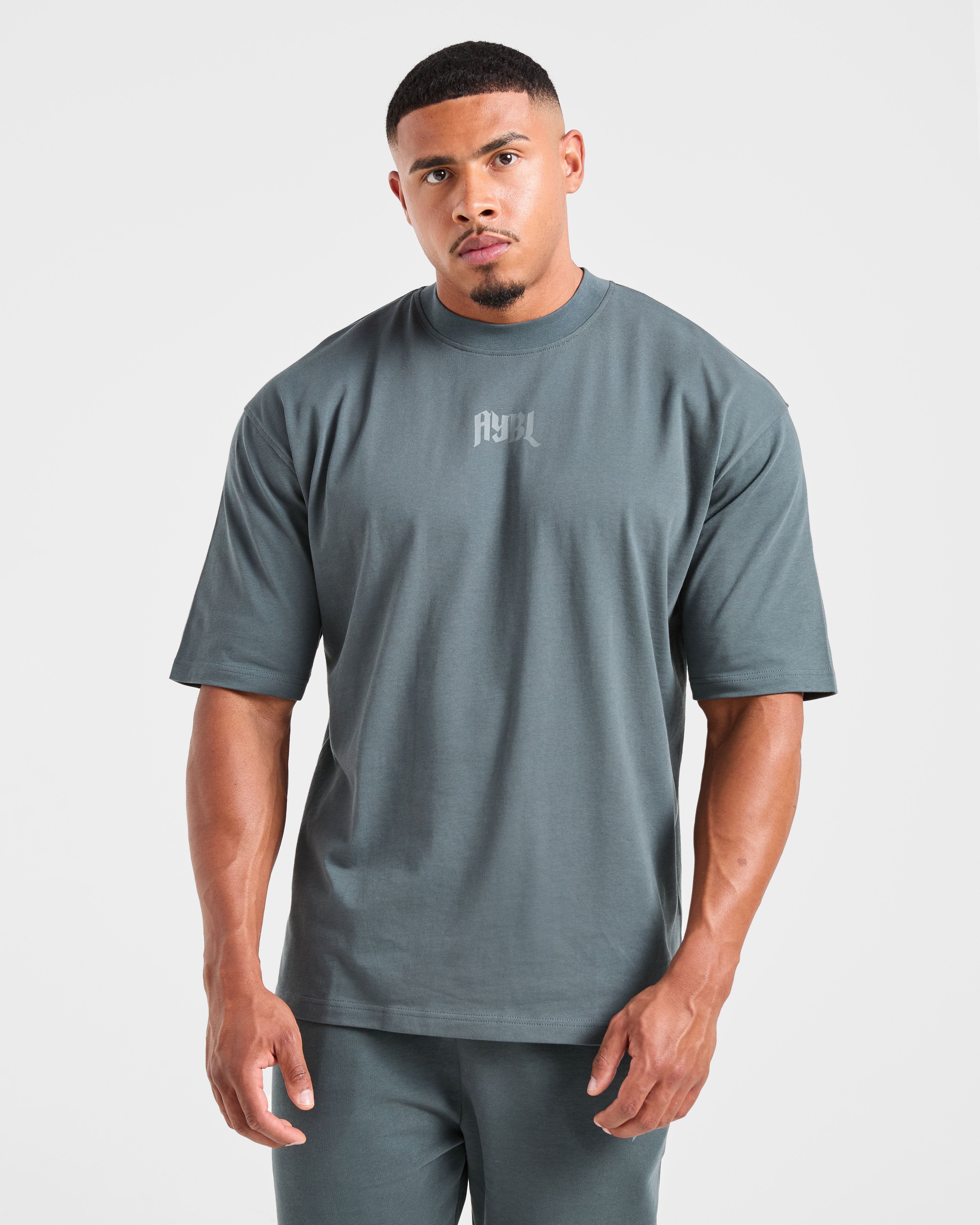 Lifting Club Gothic Oversized T Shirt - Iron Slate