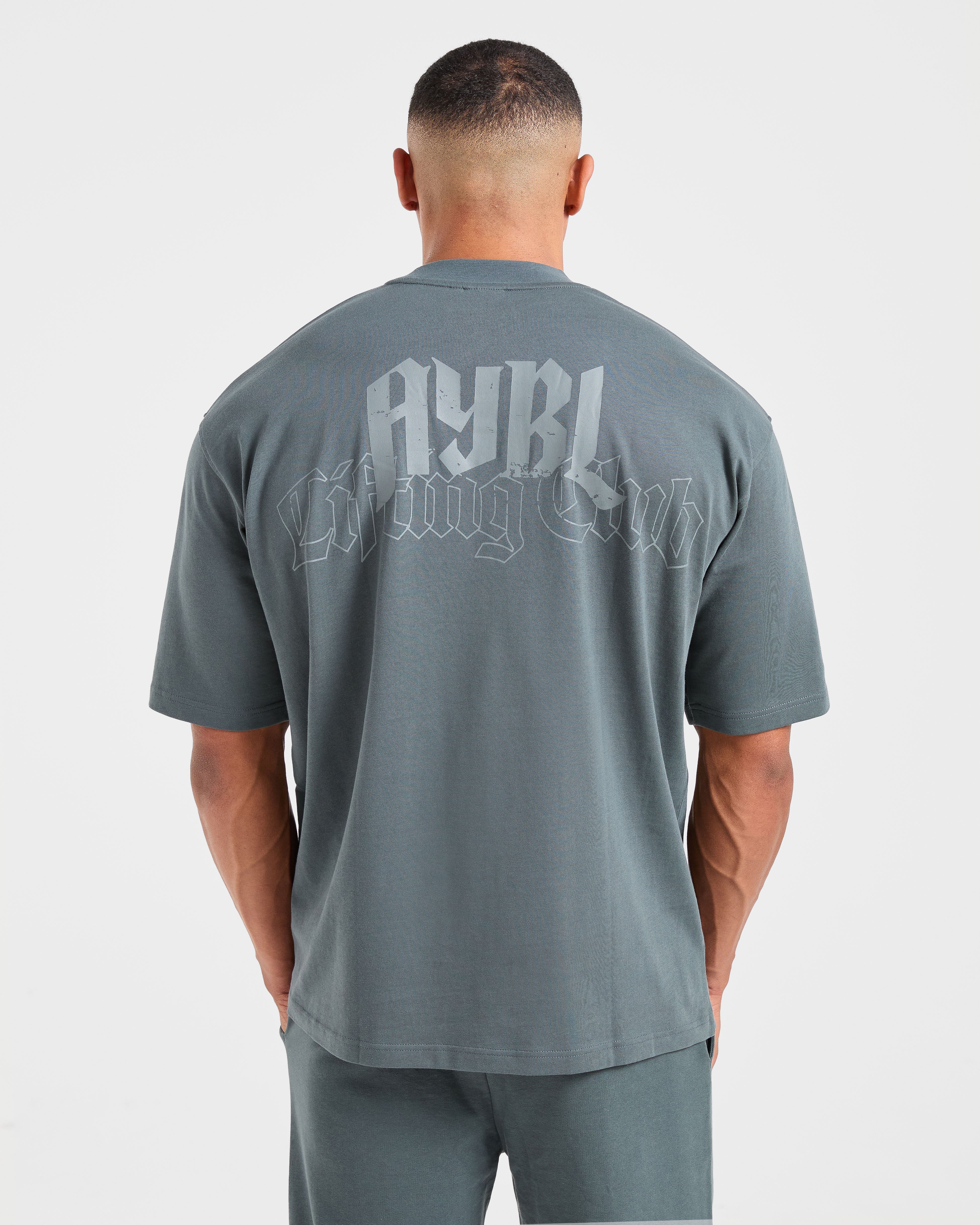 Lifting Club Gothic Oversized T Shirt - Iron Slate
