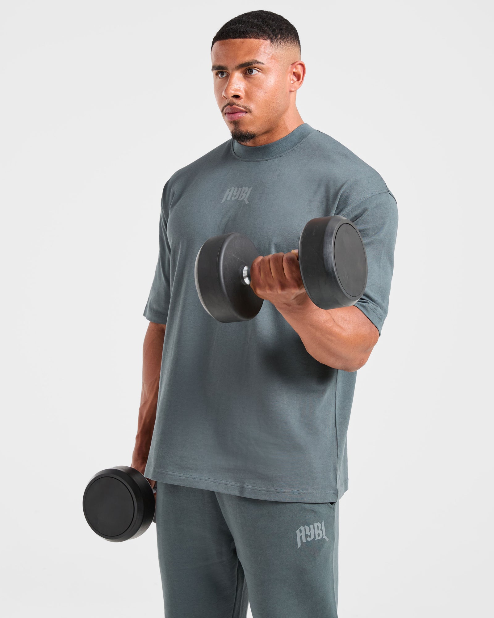Lifting Club Gothic Oversized T Shirt - Iron Slate