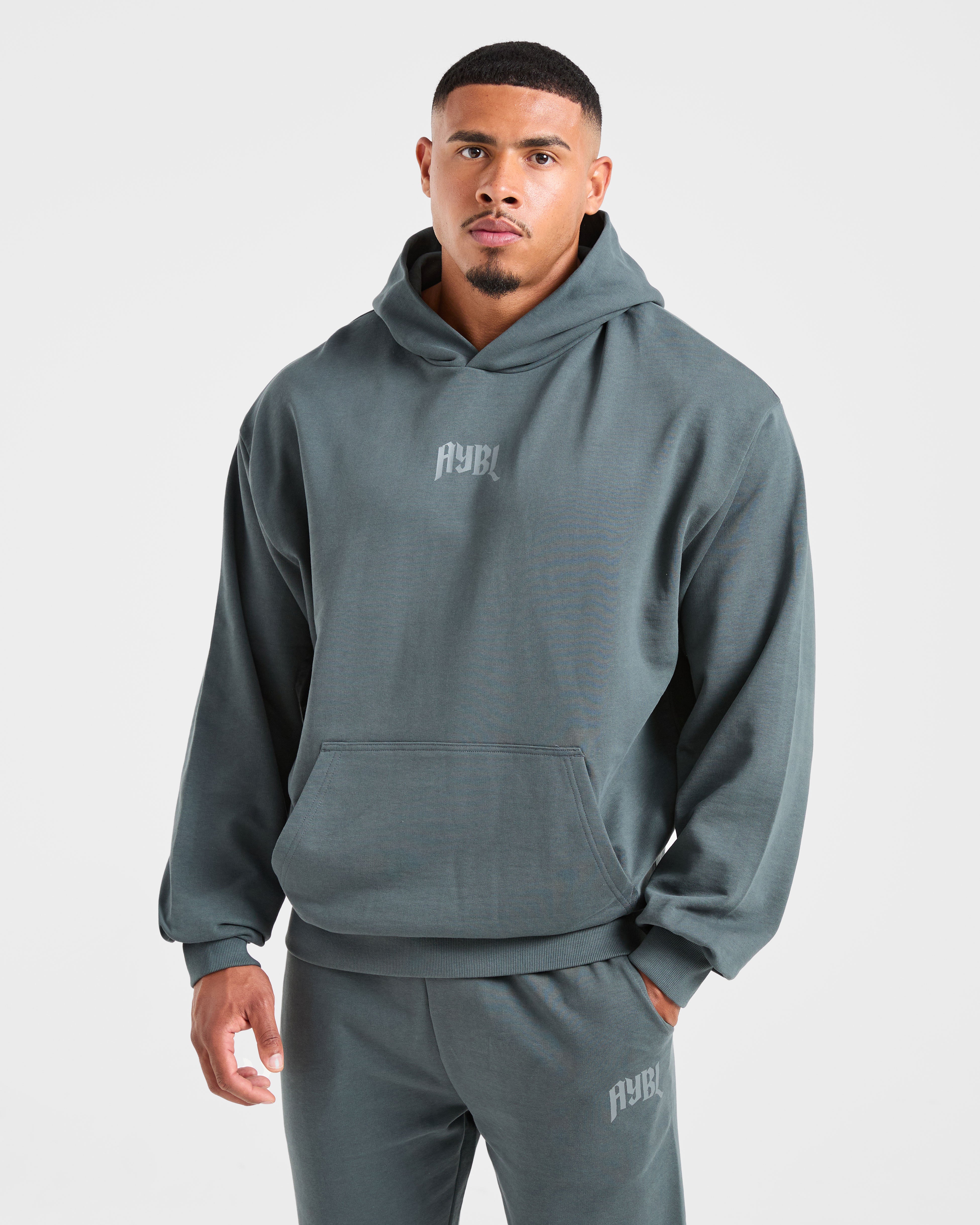 Lifting Club Gothic Oversized Hoodie - Iron Slate
