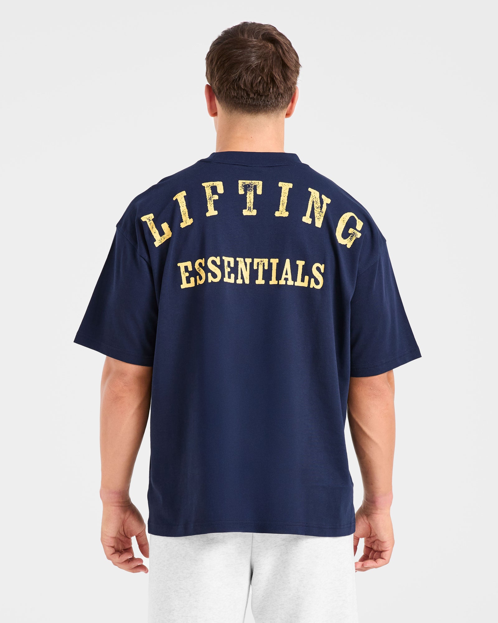 Lifting Essentials Oversized T Shirt - Navy/Yellow