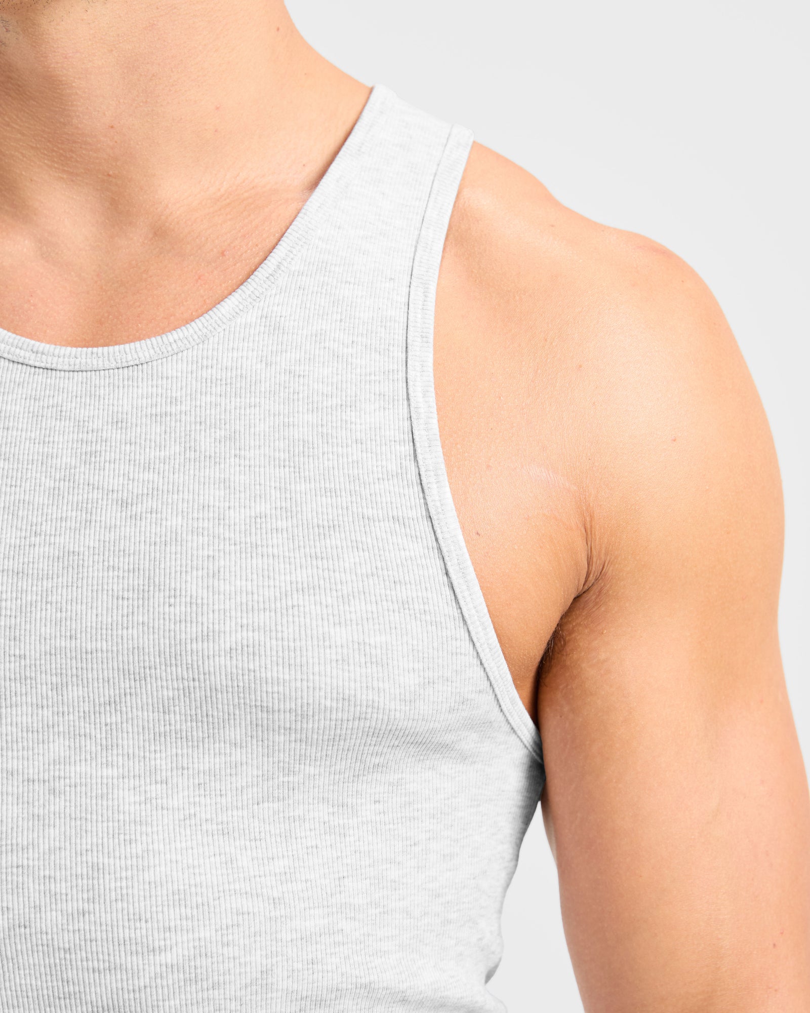 Muscle Ribbed Tank - Light Grey Marl