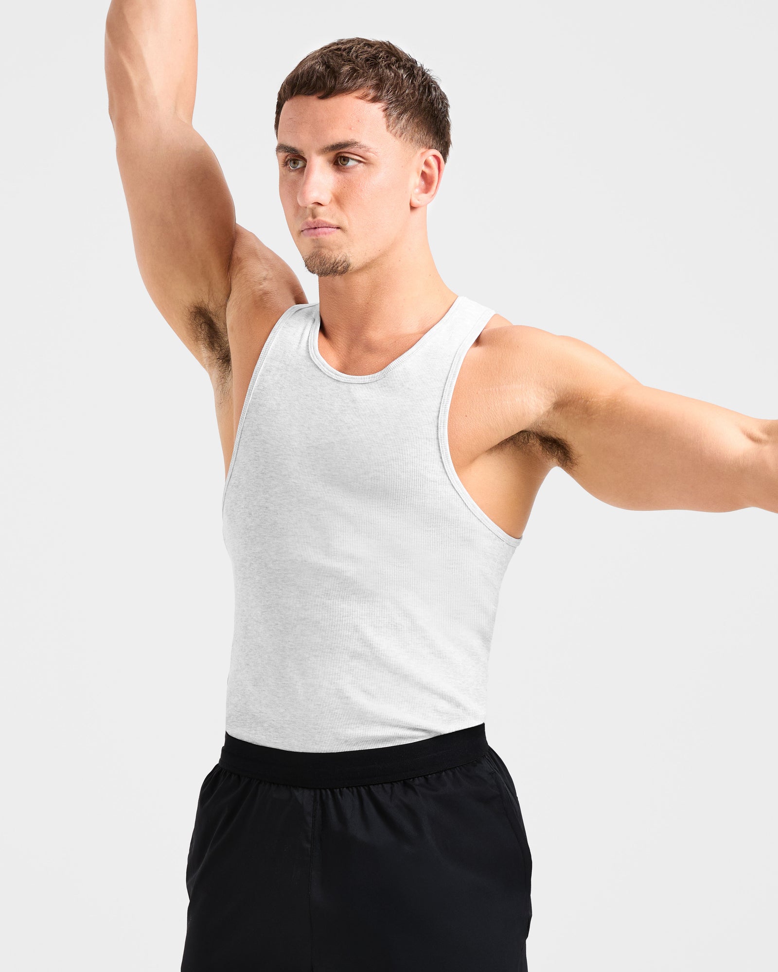 Muscle Ribbed Tank - Light Grey Marl