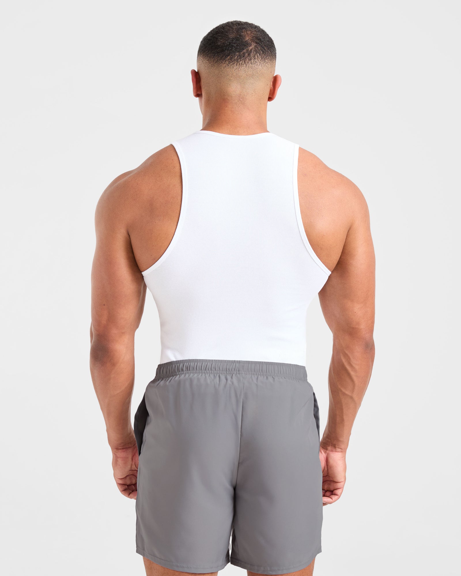 Muscle Ribbed Tank - White