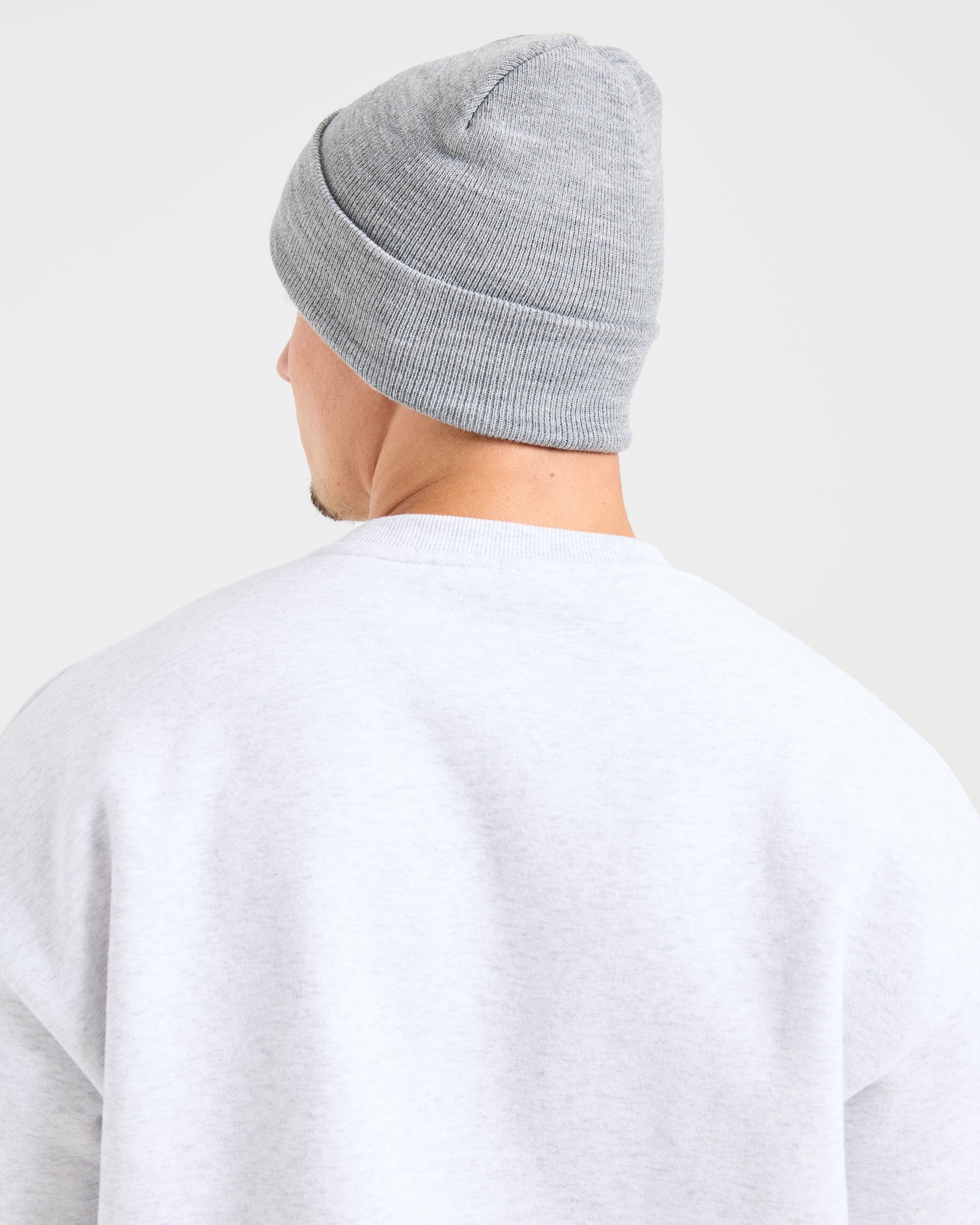 Embroidered Beanie - Grey Marl