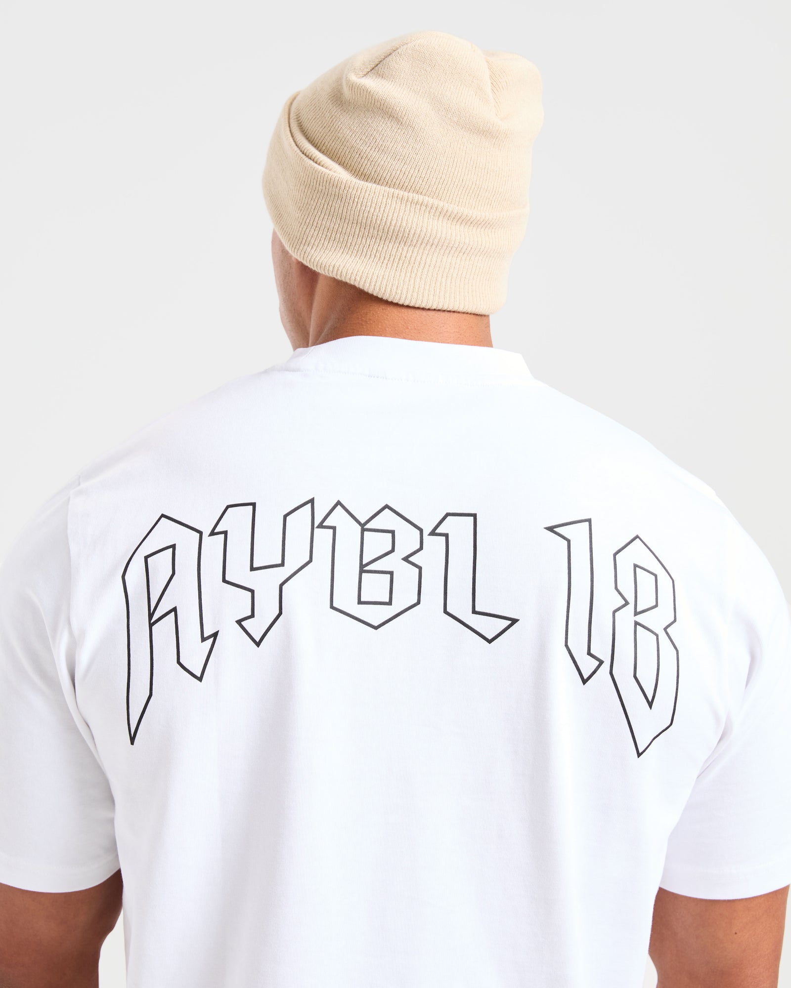 Bestickte Beanie-Mütze – Beige