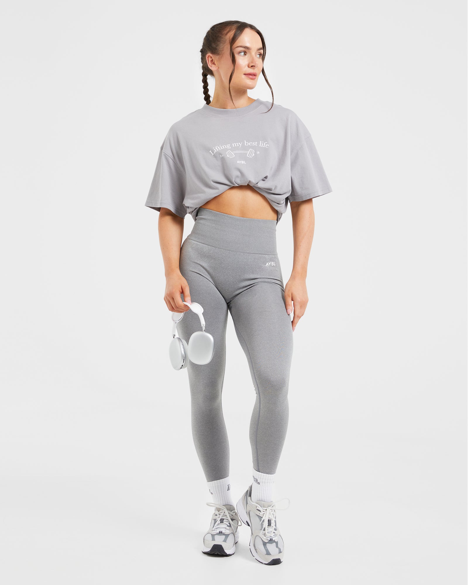 Lifting My Best Life Oversized T Shirt - Grey