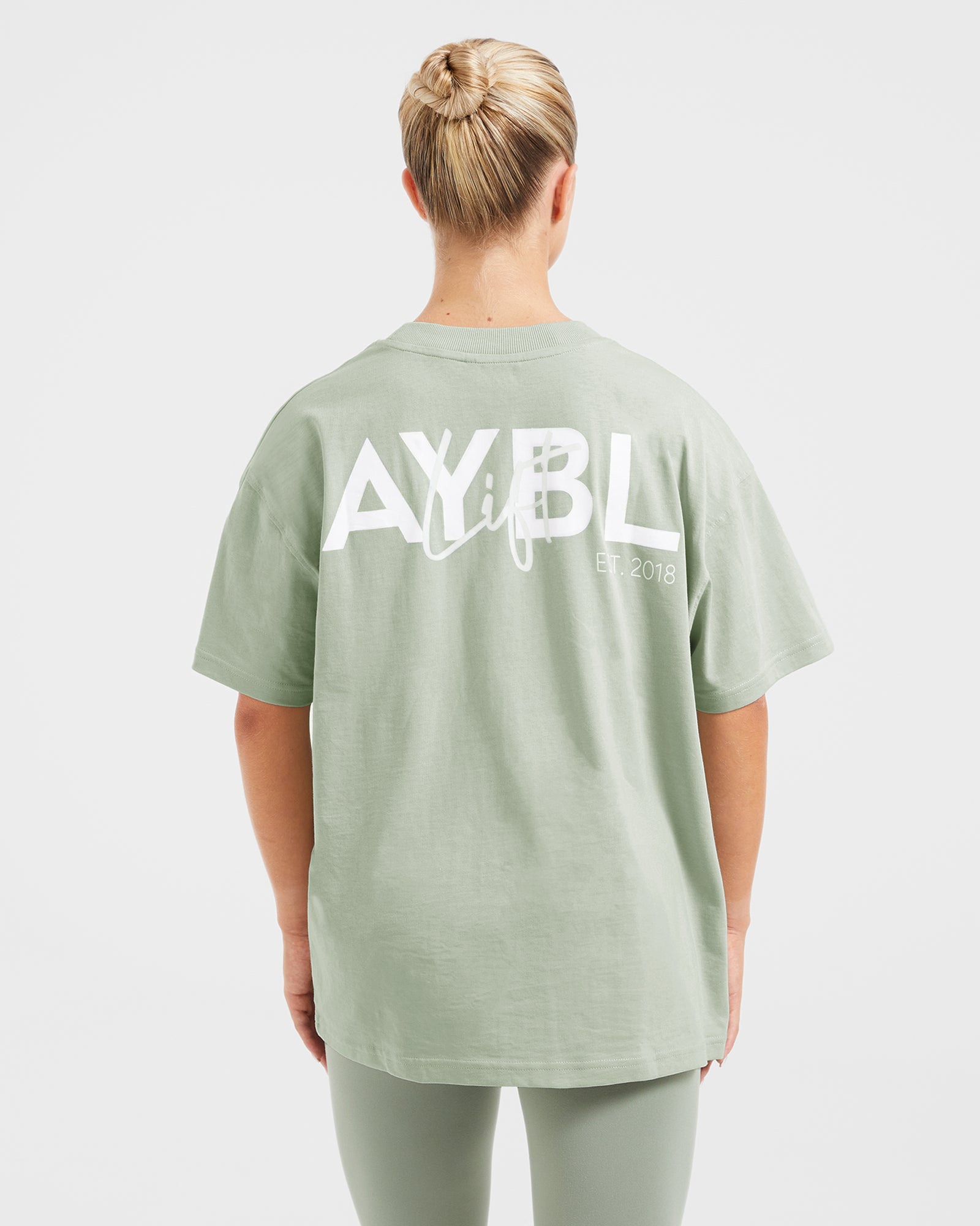 Lift Graphic Oversized T Shirt - Light Sage