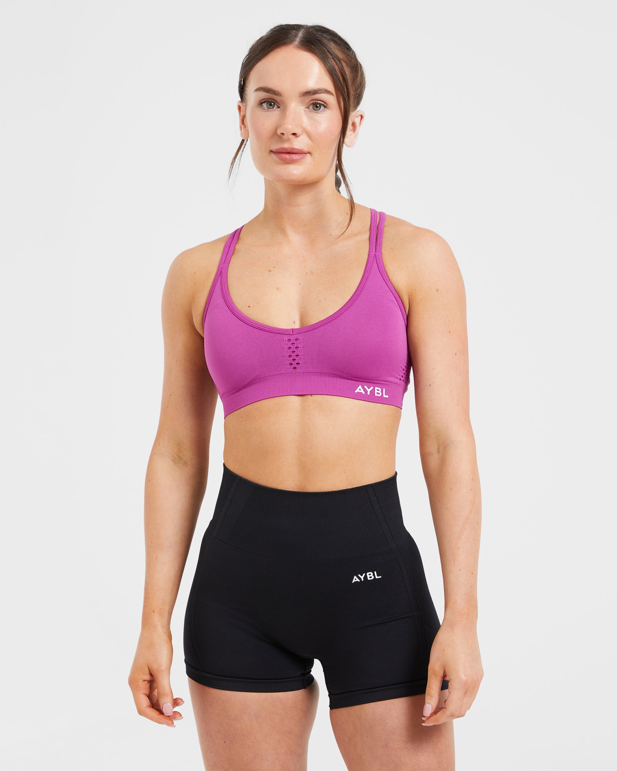 Essential Seamless Strappy Sports Bra - Magenta - aybldev