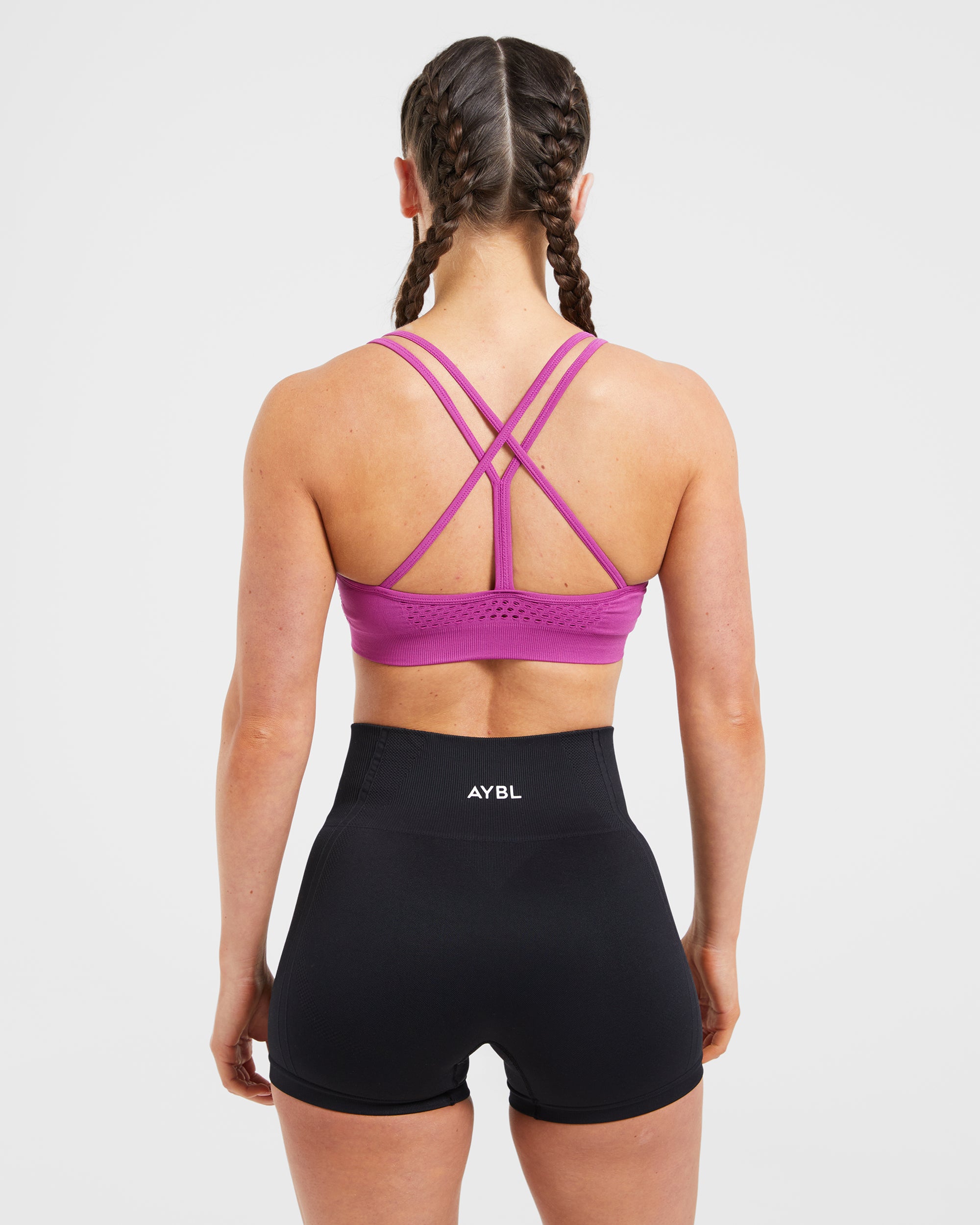 Essential Seamless Strappy Sports Bra - Magenta - aybldev