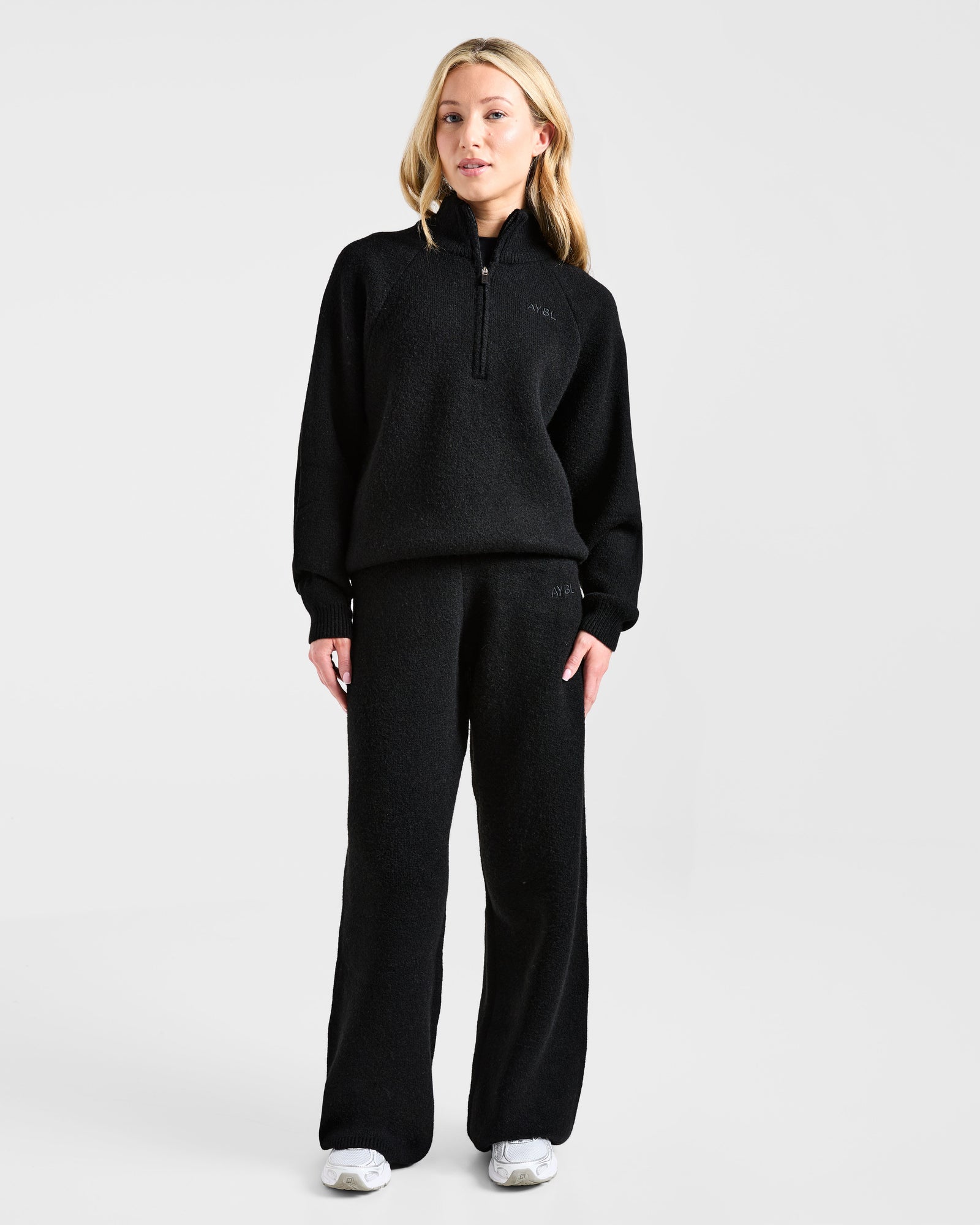 Soft Oversized Knitted 1/4 Zip - Black