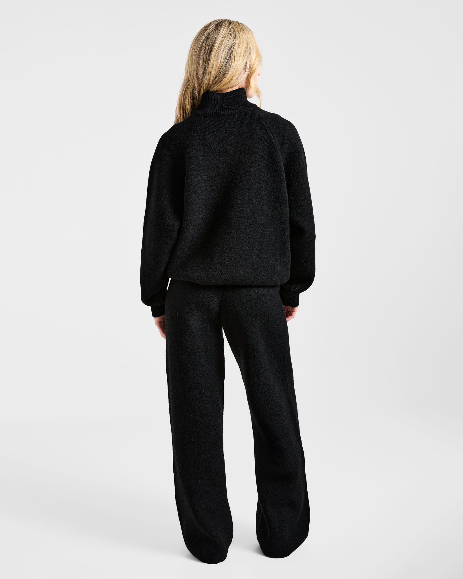 Soft Oversized Knitted 1/4 Zip - Black