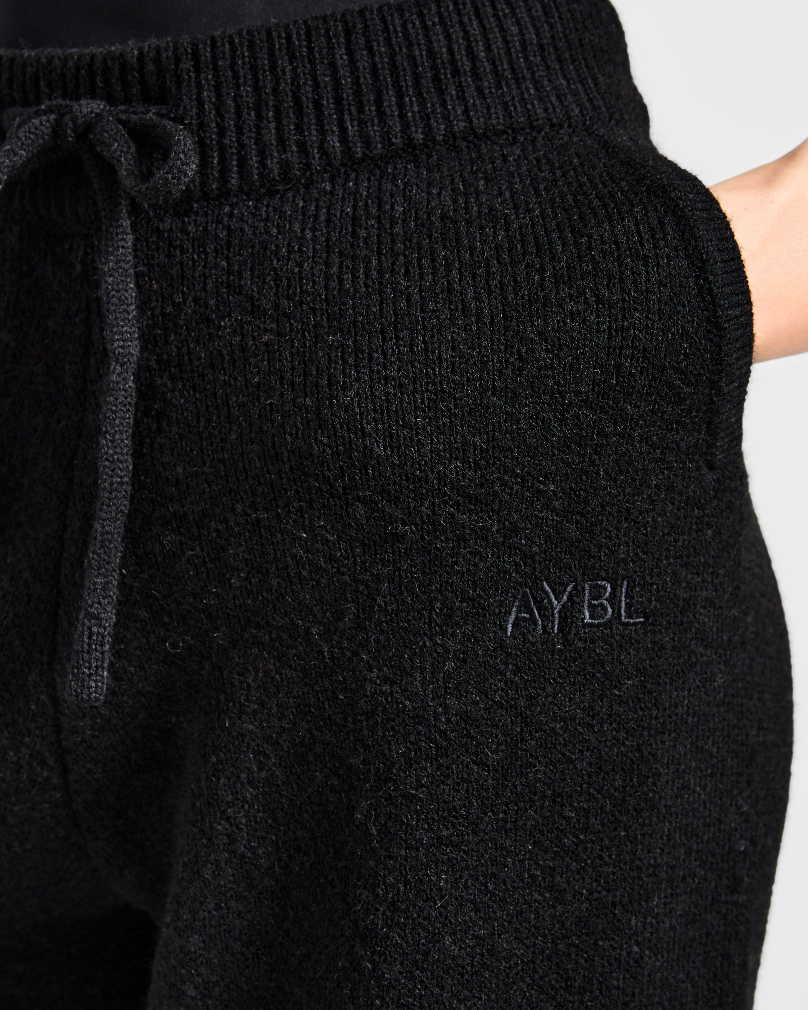 Soft Oversized Knitted Straight Leg Joggers - Black