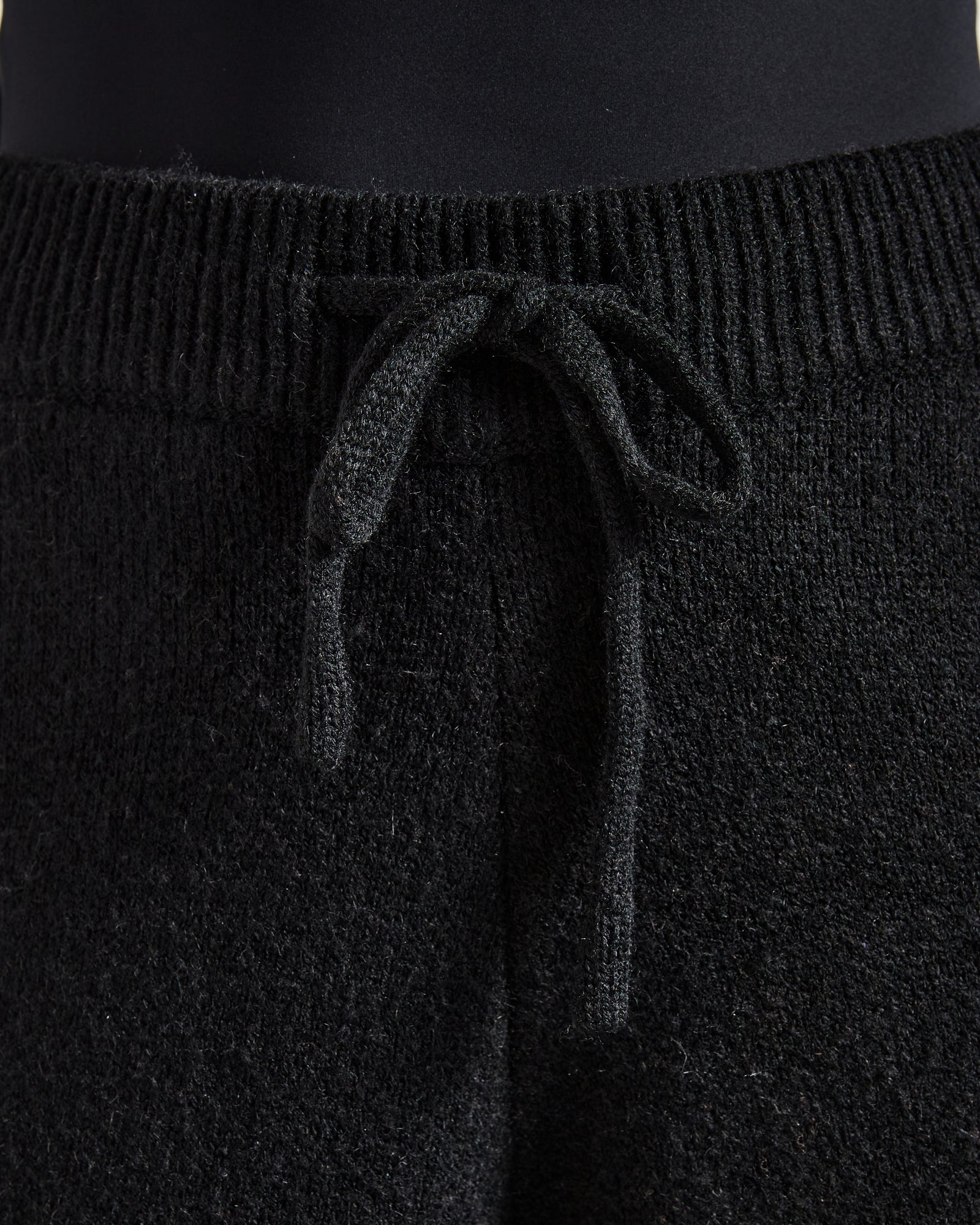 Soft Oversized Knitted Straight Leg Joggers - Black