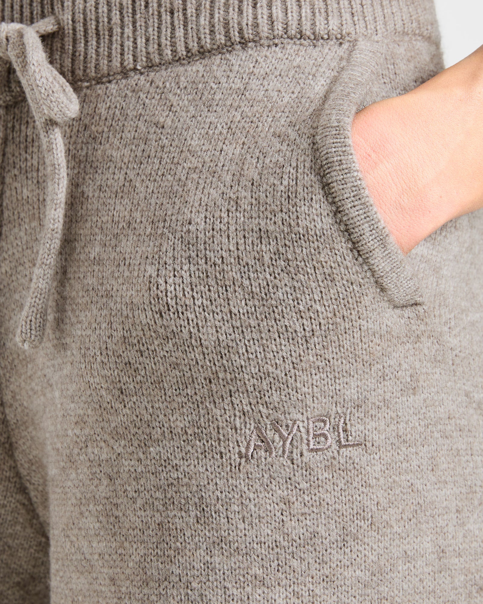 Soft Oversized Knitted Straight Leg Joggers - Brown Marl