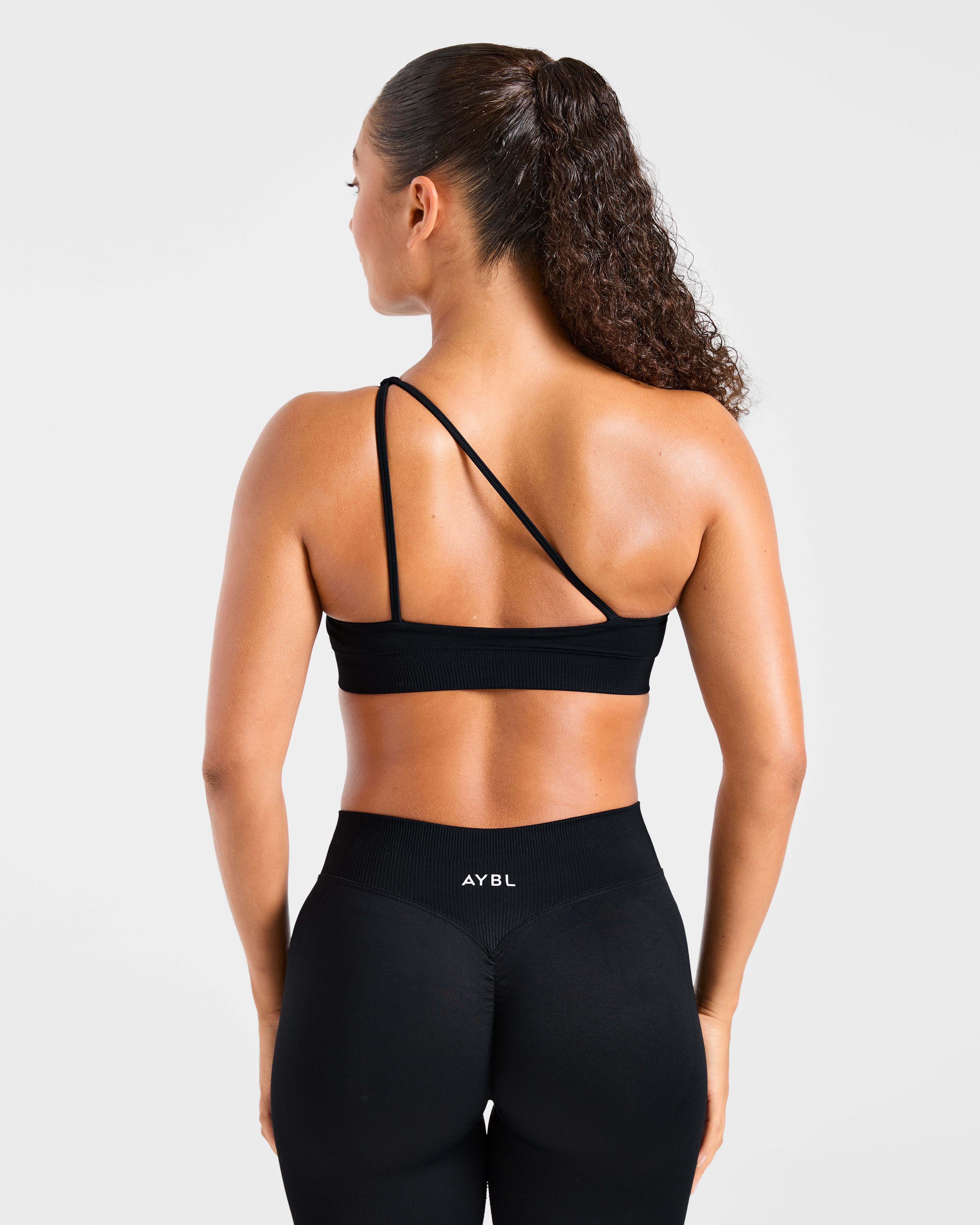 Enhance Seamless One Shoulder Sports Bra - Black