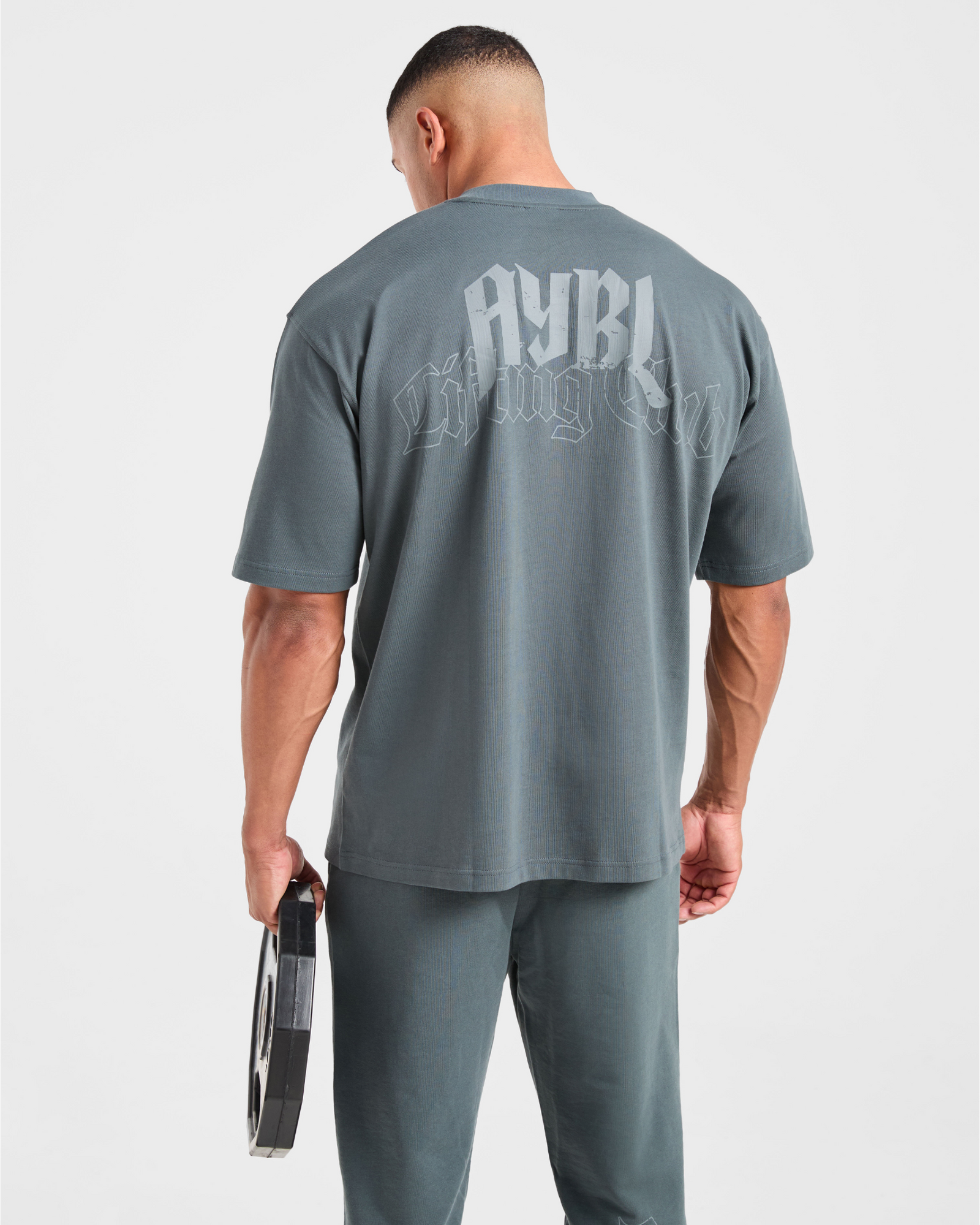 Lifting Club Gothic Oversized T Shirt - Iron Slate