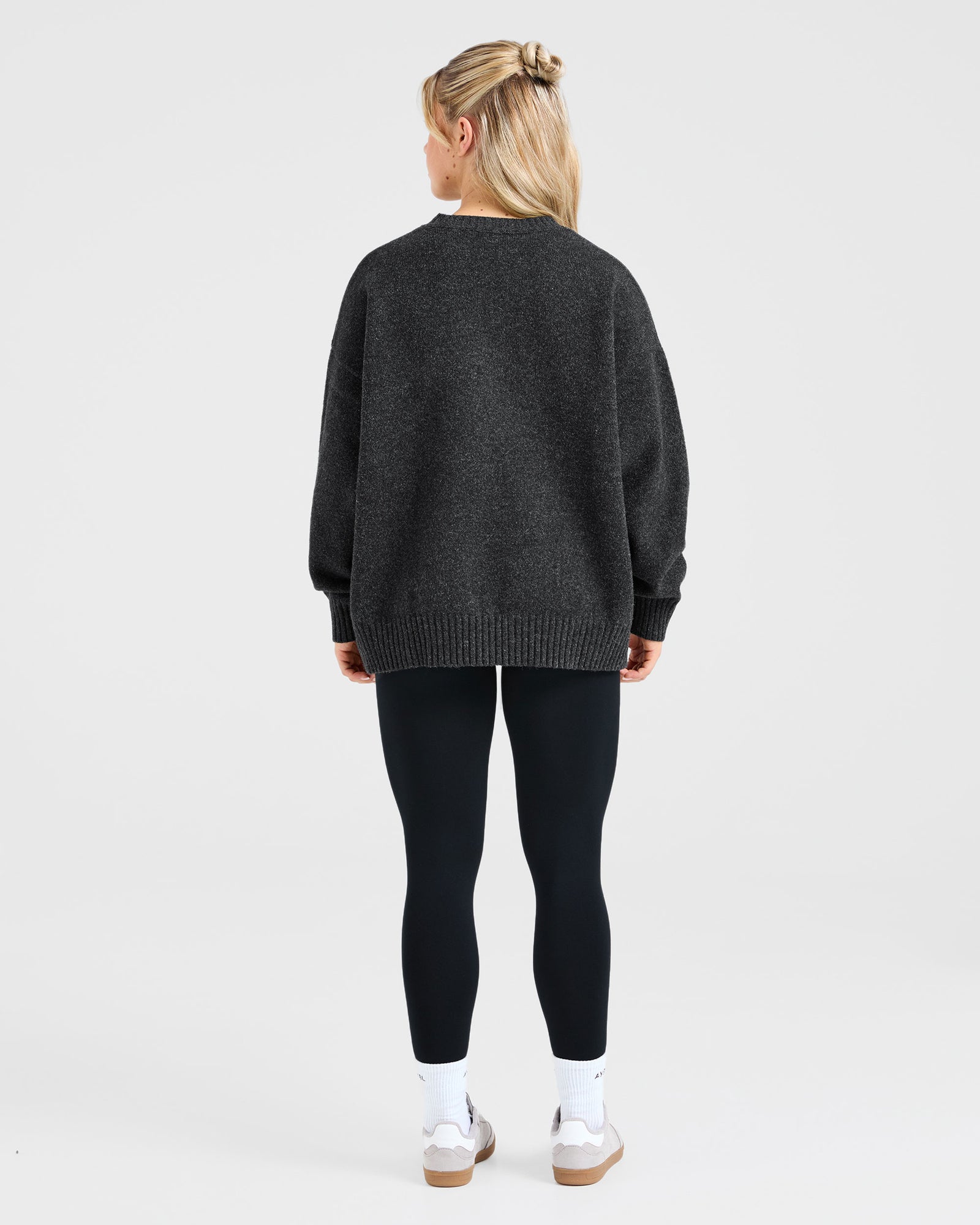 JD Varsity Oversized Knitted Sweater - Charcoal