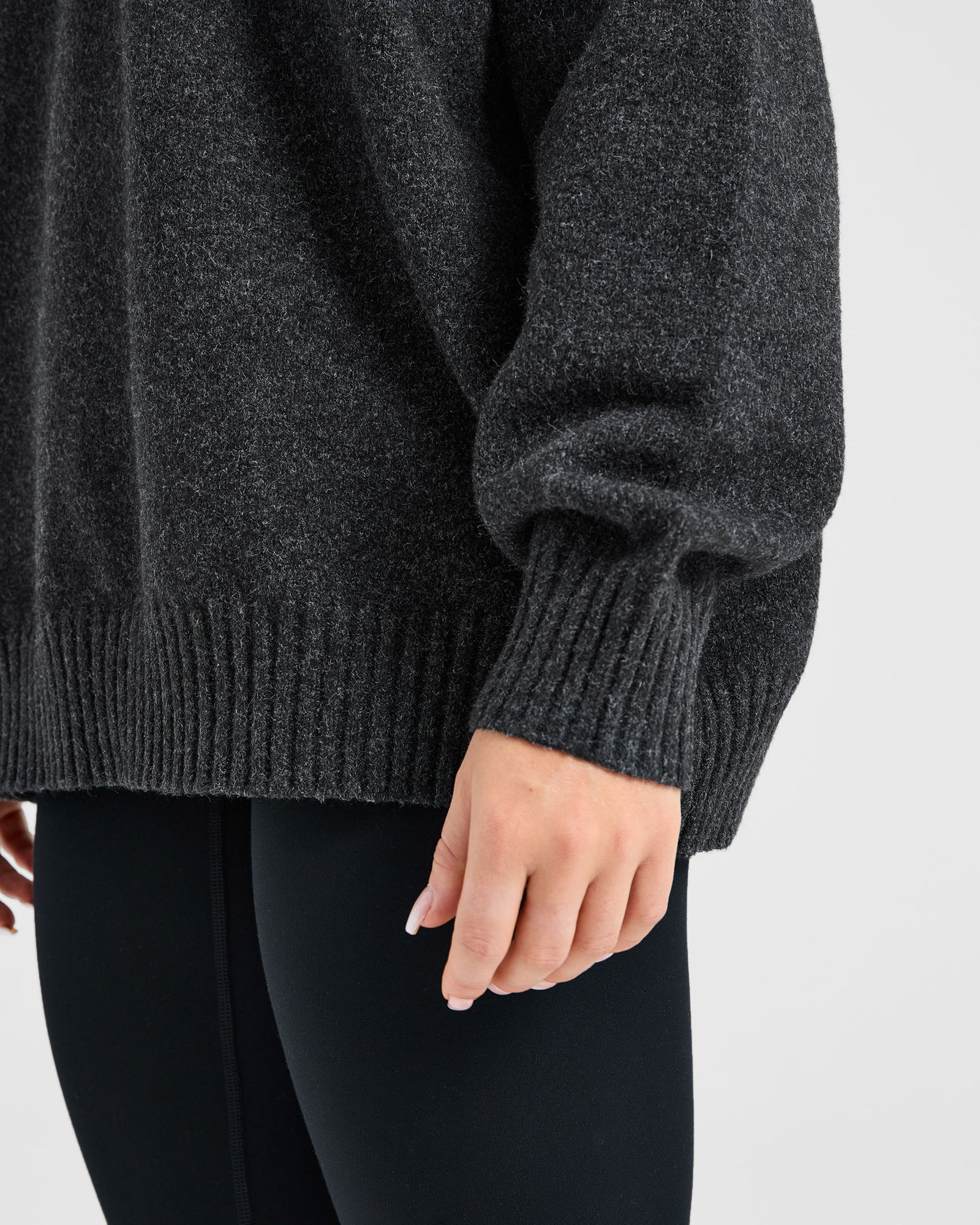 JD Varsity Oversized Knitted Sweater - Charcoal