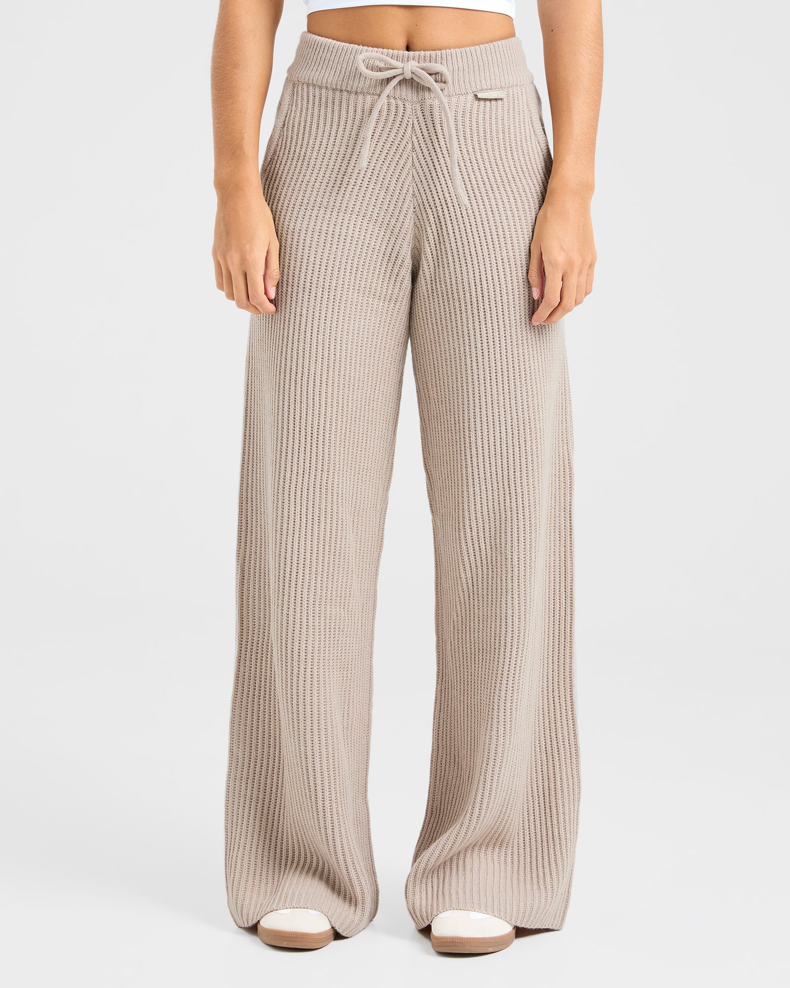 Lounge Oversized Knitted Straight Leg Joggers - Taupe Brown