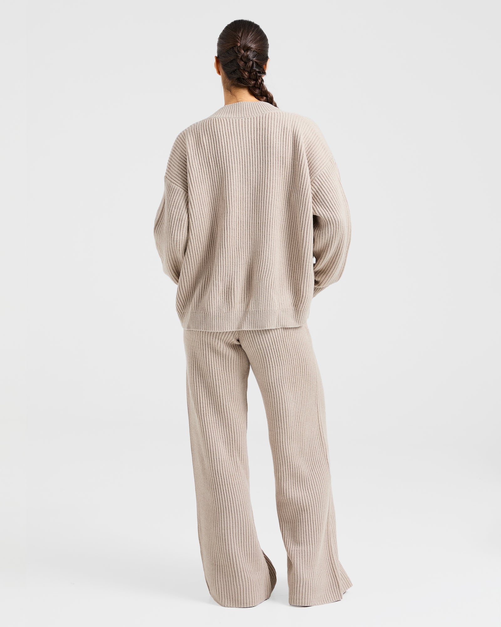 Lounge Oversized Knit Cardigan - Taupe Brown