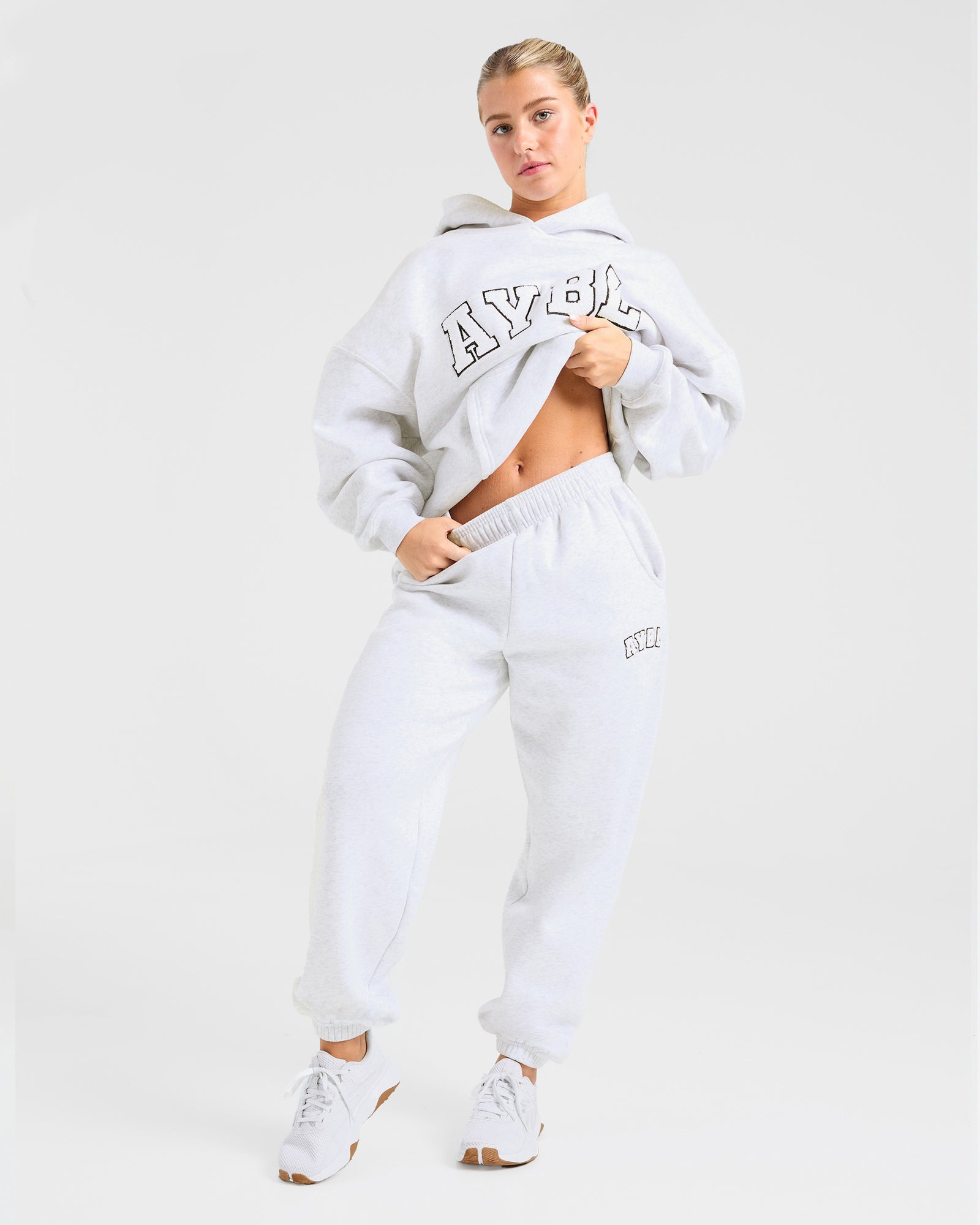 Varsity oversized joggingbroek - heidegrijs