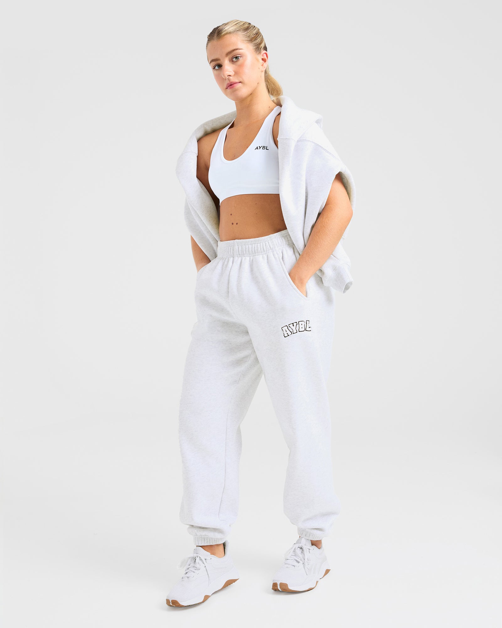 Varsity oversized joggingbroek - heidegrijs