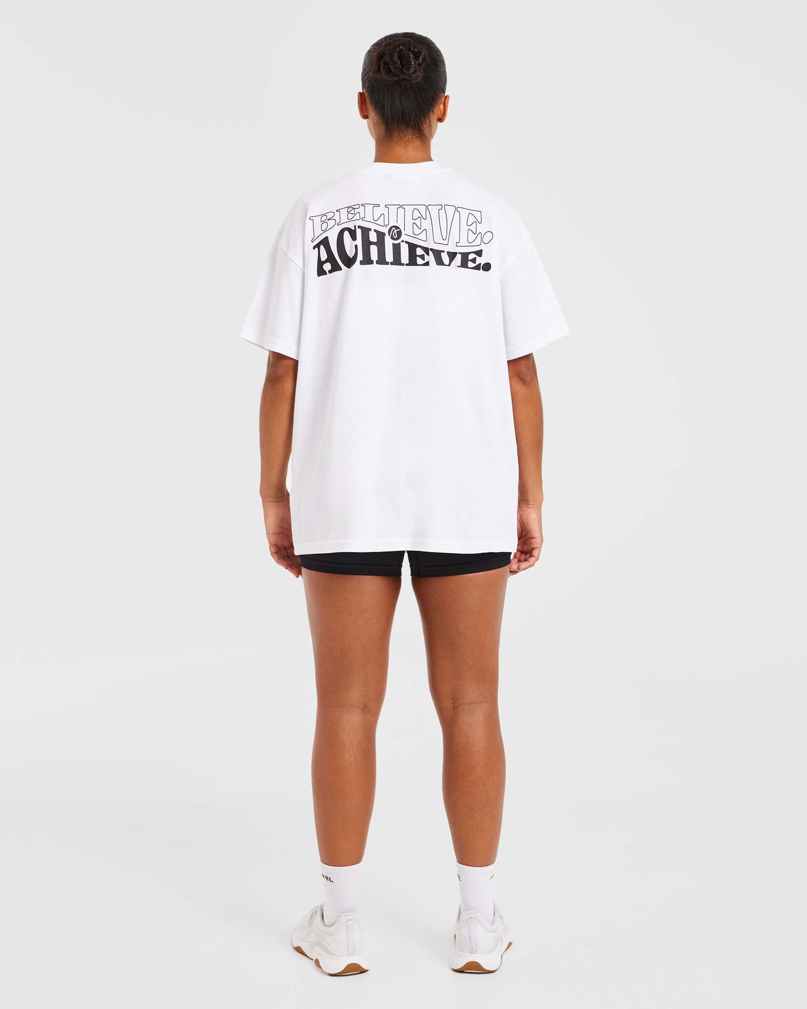 Believe Achieve Oversized T Shirt - White