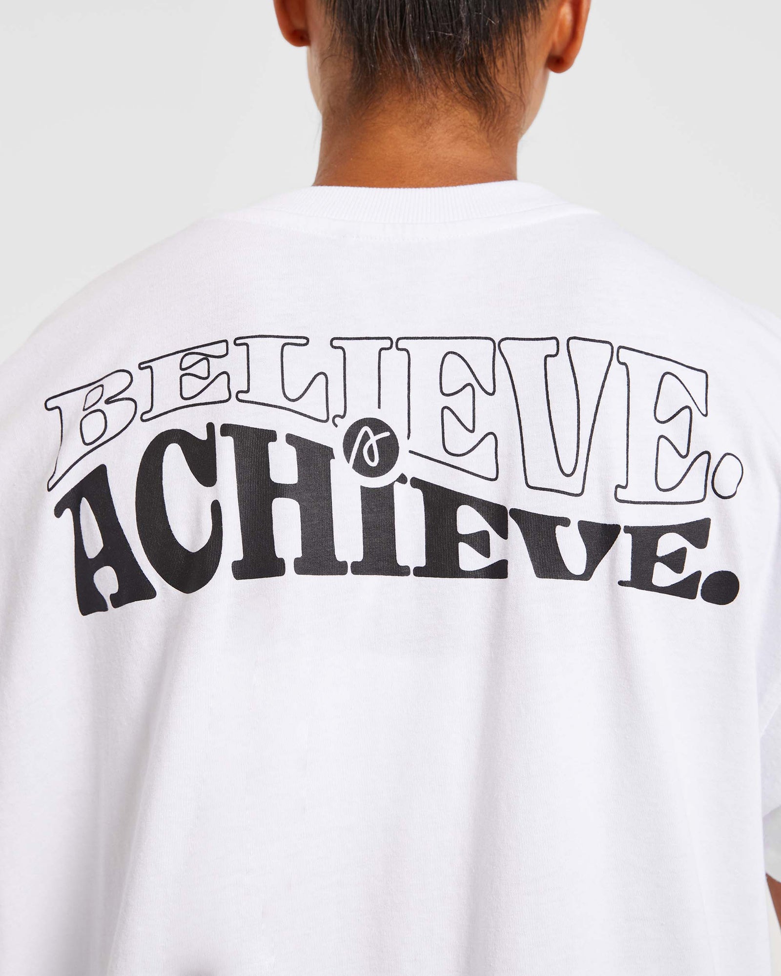 Believe Achieve Oversized T Shirt - White