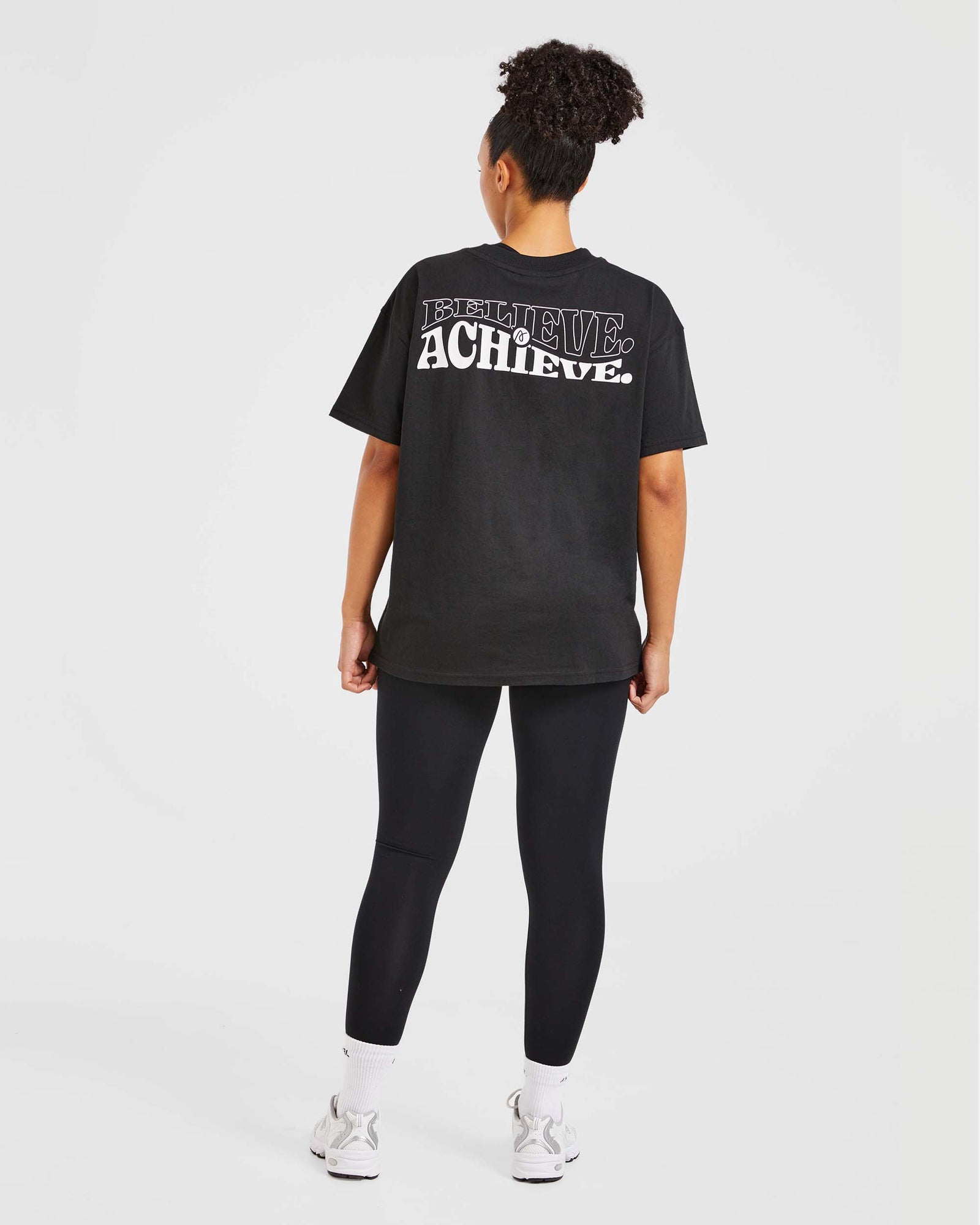 Believe Achieve Oversized T Shirt - Black