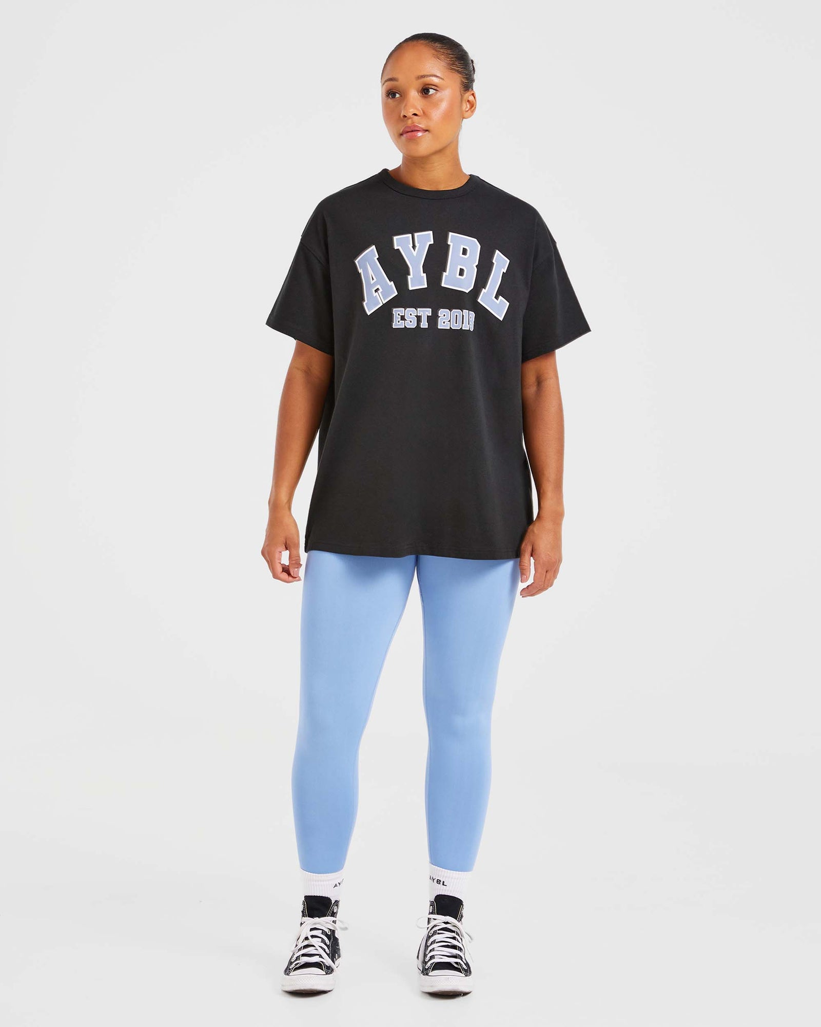 Varsity Oversized T Shirt - Black/Blue - aybldev