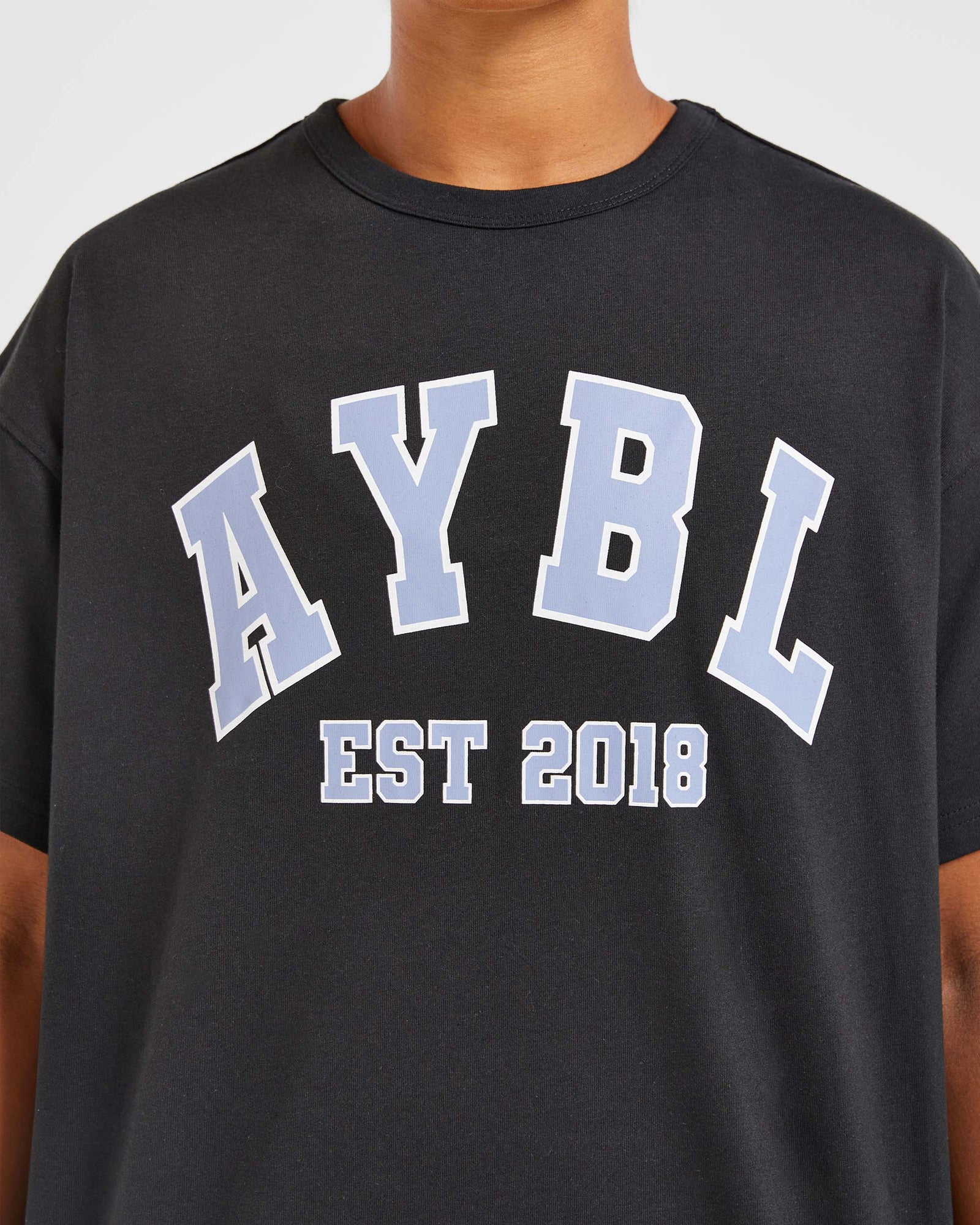 Varsity Oversized T Shirt - Black/Blue - aybldev