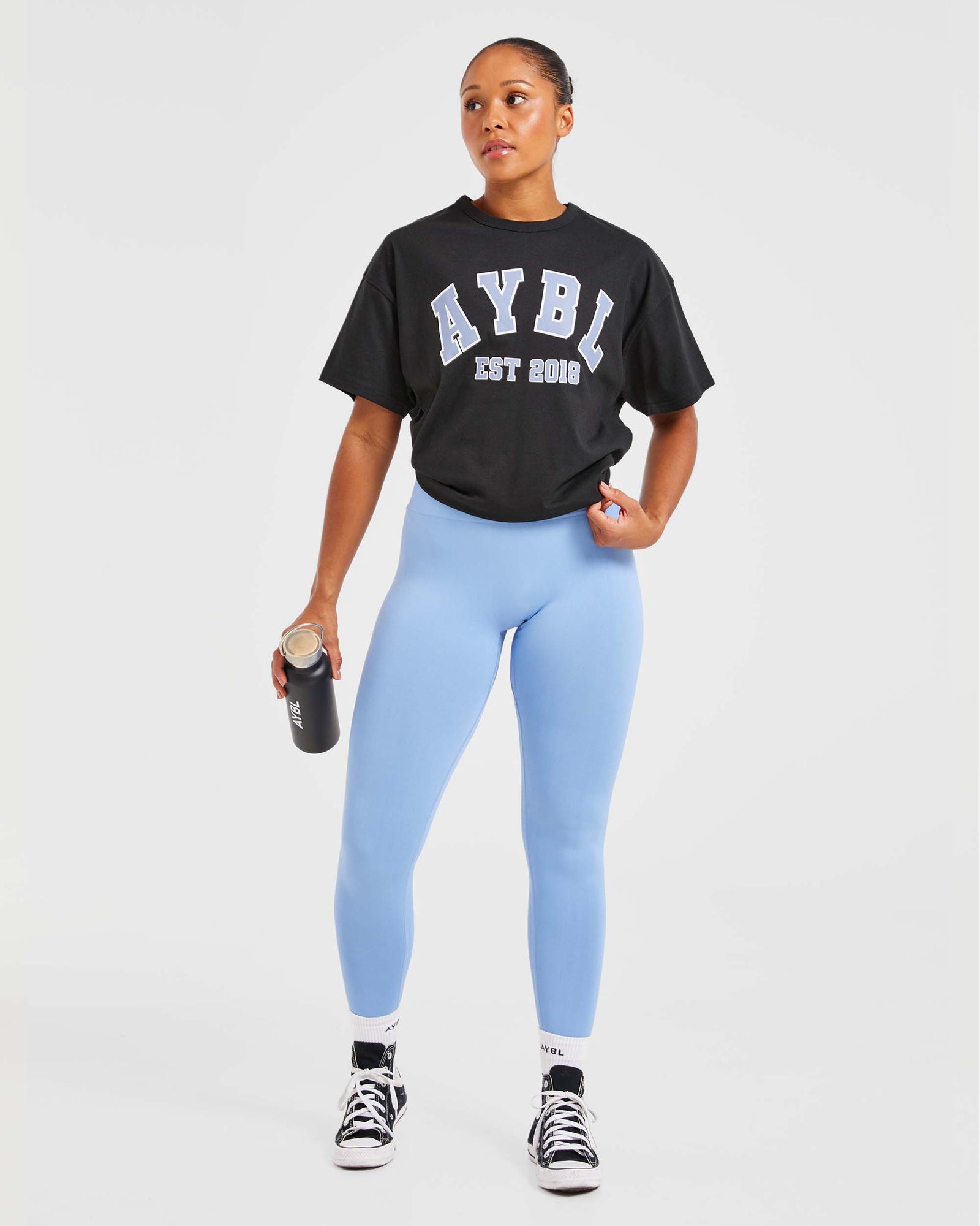 Varsity Oversized T Shirt - Black/Blue - aybldev