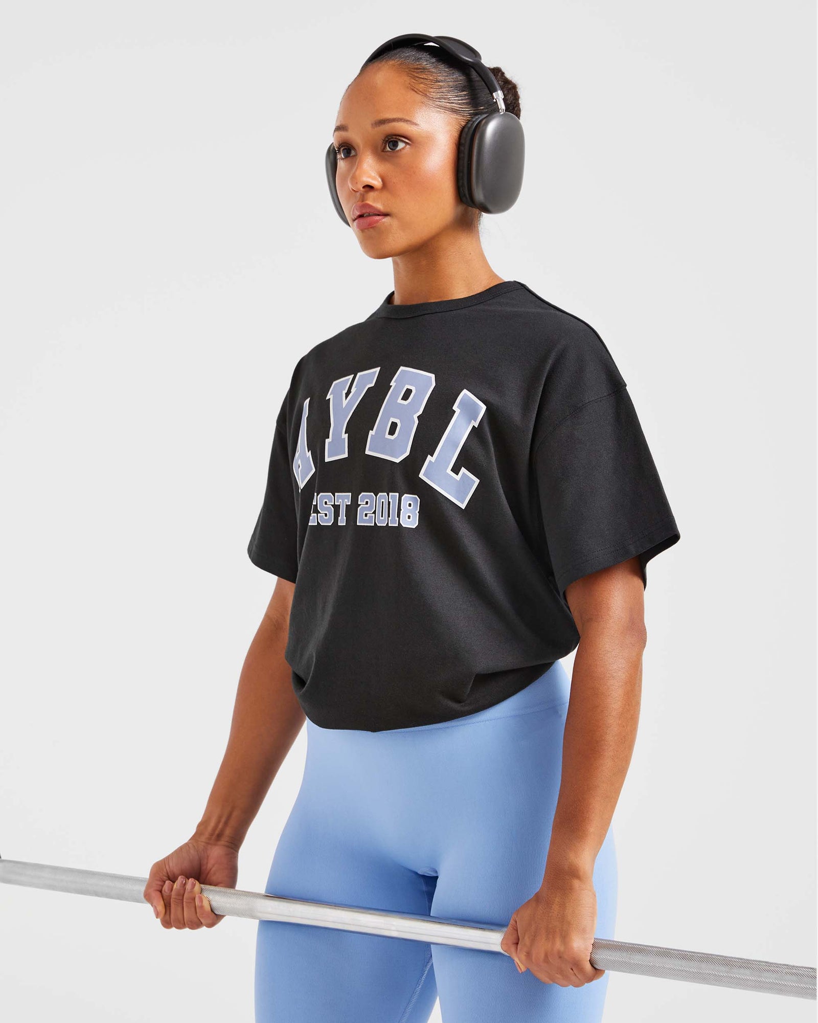 Varsity Oversized T Shirt - Black/Blue - aybldev