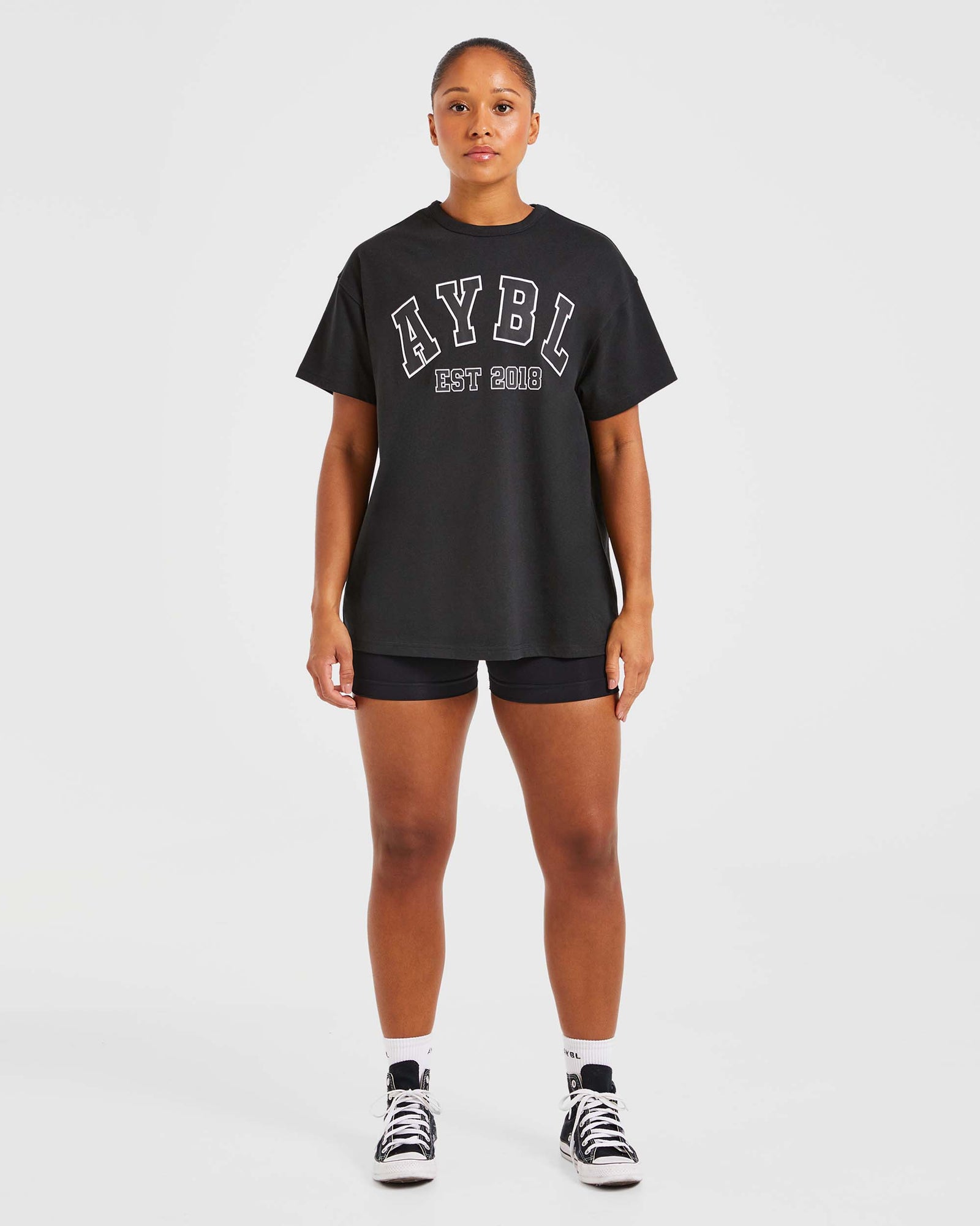 Varsity Oversized T Shirt - Black - aybldev