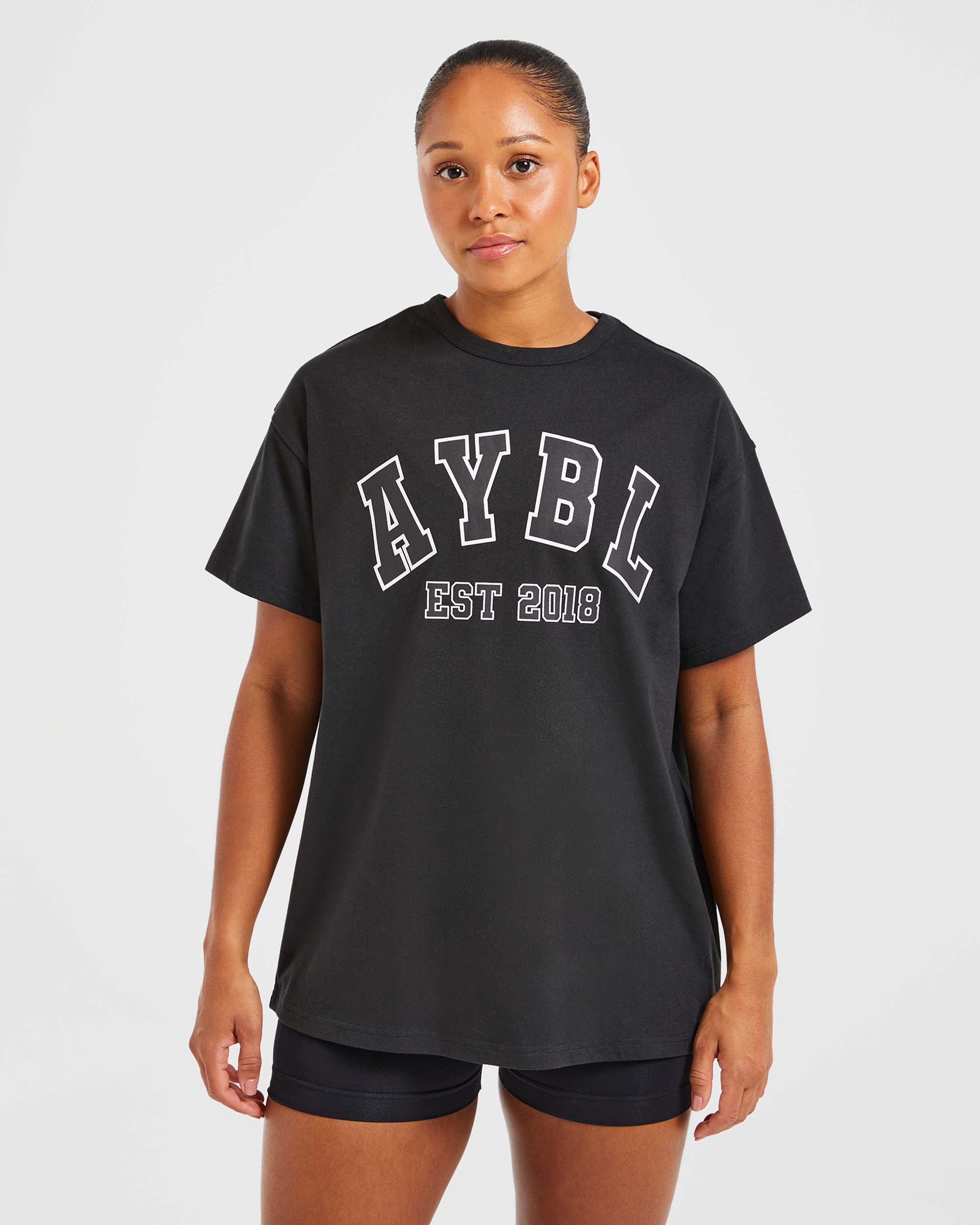 Varsity Oversized T Shirt - Black - aybldev