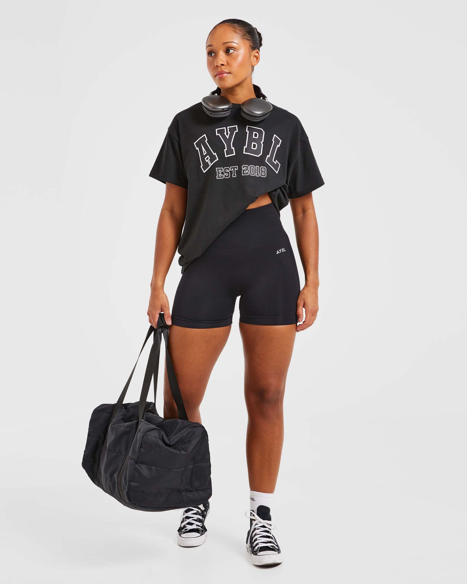 Varsity Oversized T Shirt - Black - aybldev