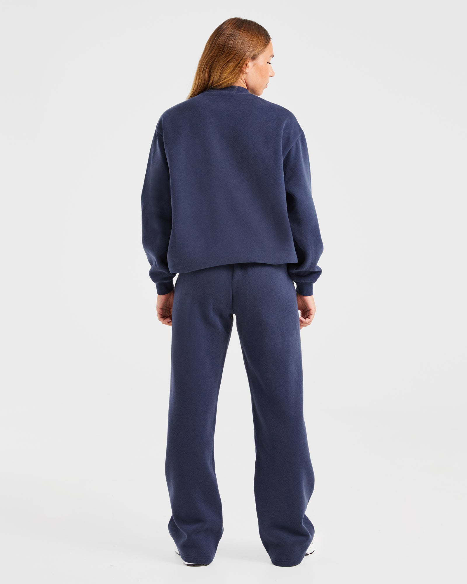 Varsity Oversized Straight Leg Joggers - Navy