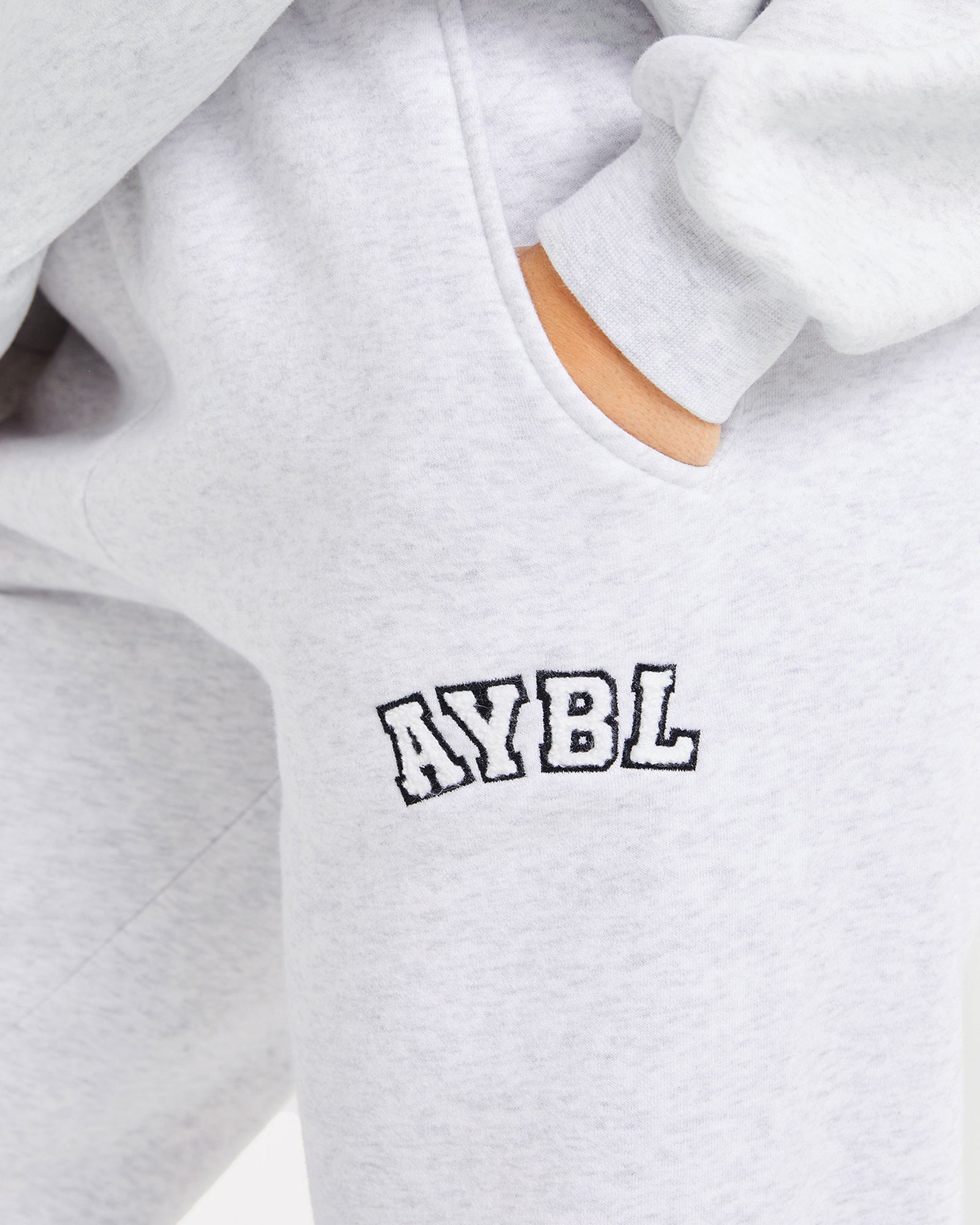 Varsity Oversized Straight Leg Joggers - Heather Grey