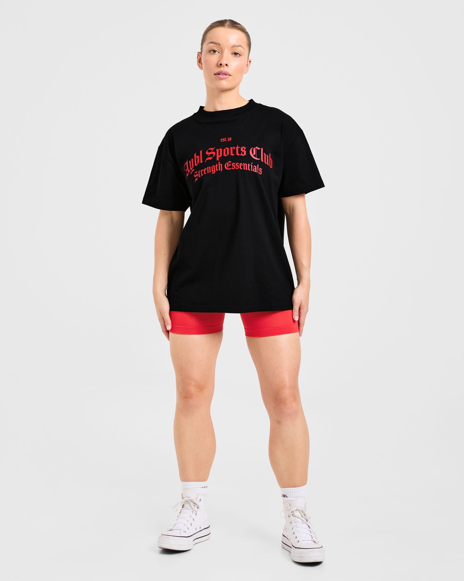 Sports Club Gothic Oversized T Shirt - Black/Red