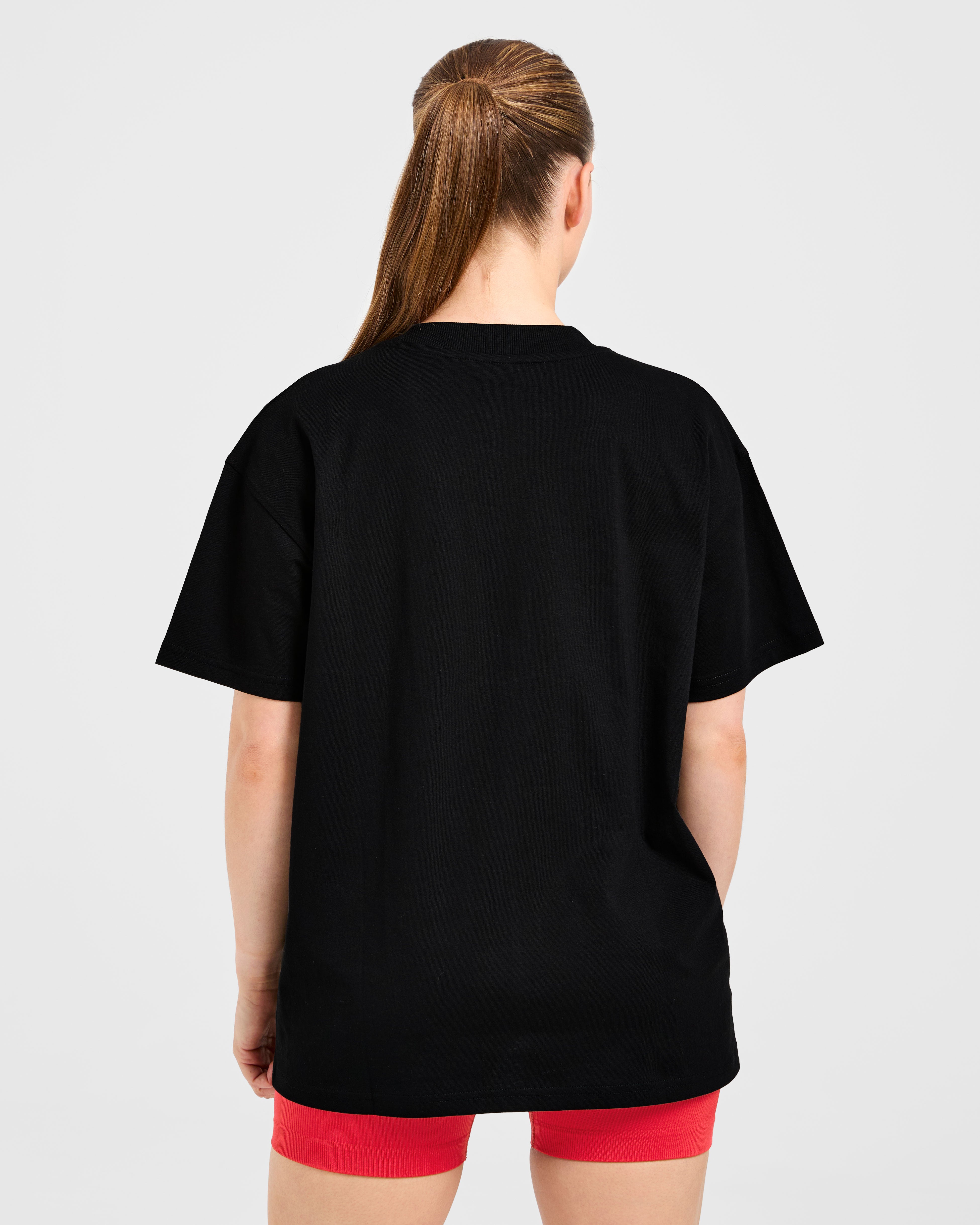 Sports Club Gothic Oversized T Shirt - Black/Red