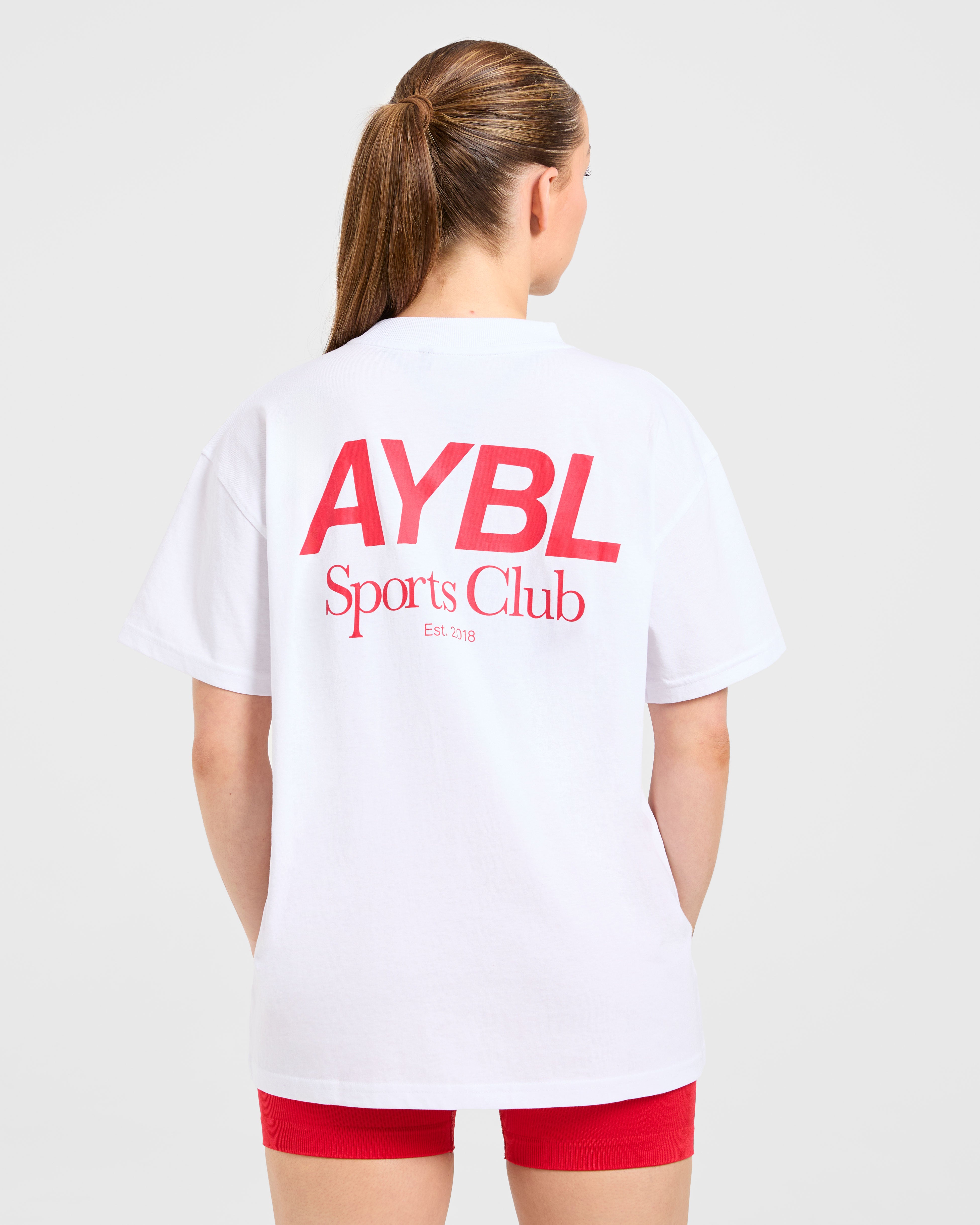 AYBL Sports Club Oversized T Shirt - White/True Red