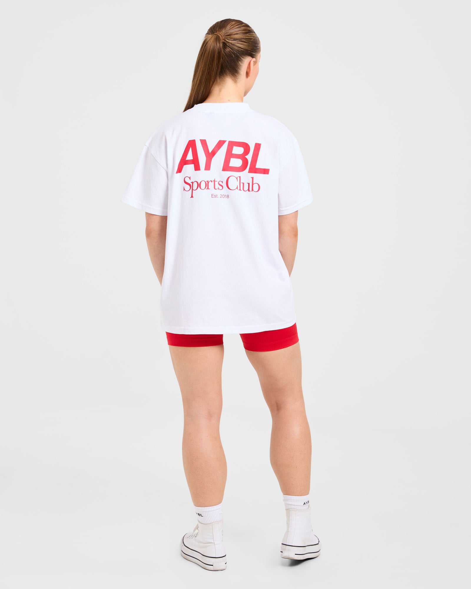 AYBL Sports Club Oversized T Shirt - White/True Red