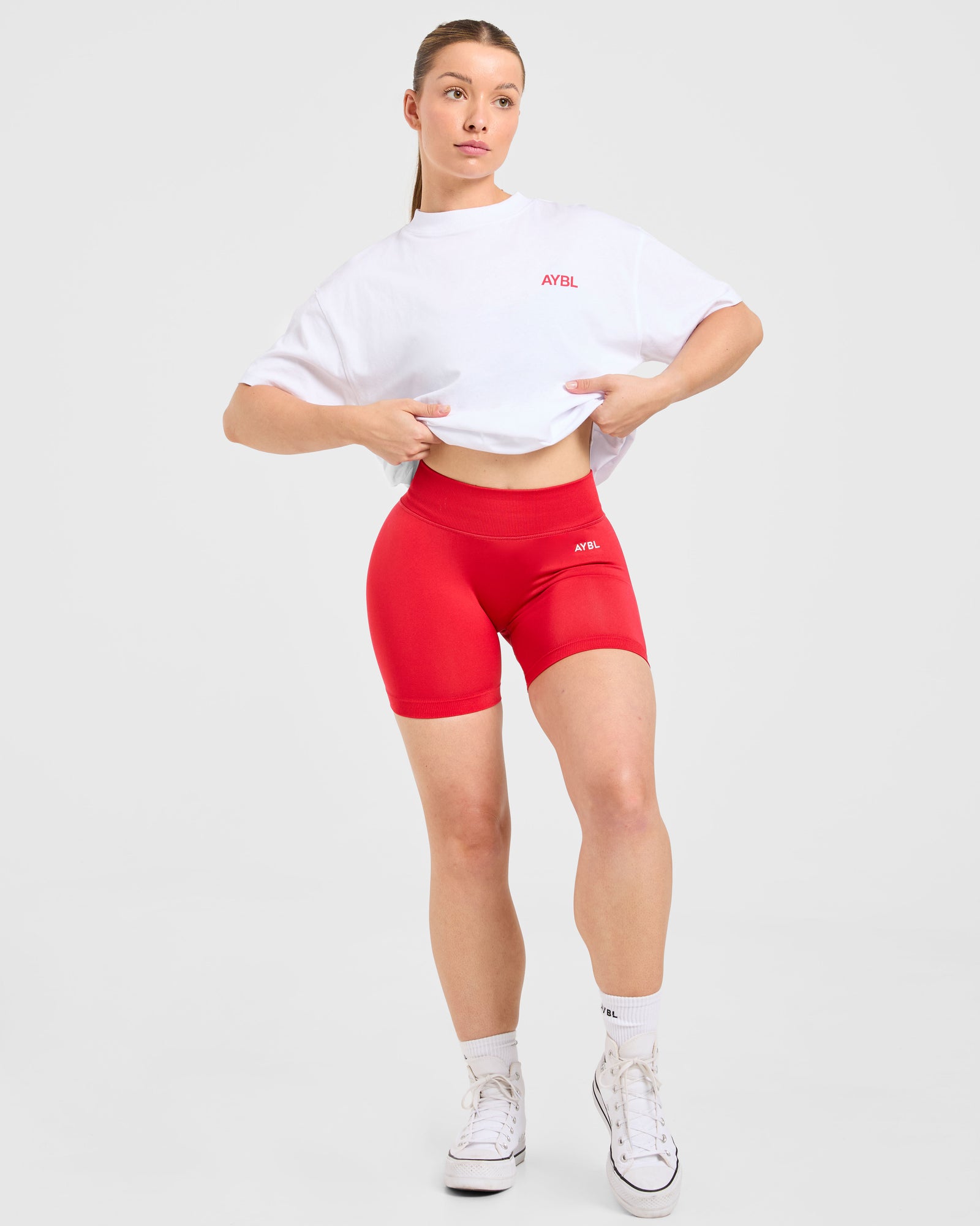 AYBL Sports Club Oversized T Shirt - White/True Red