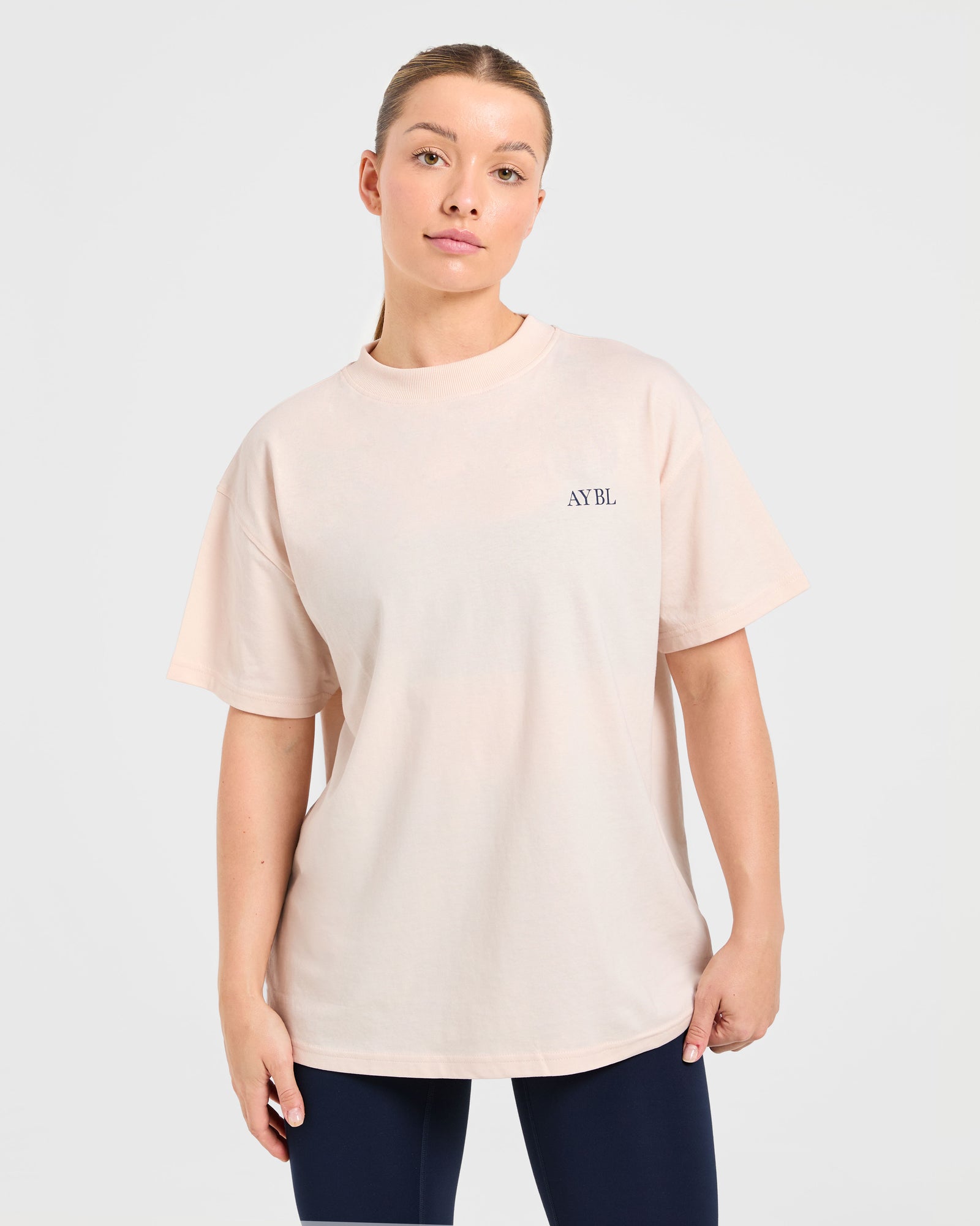 Body, Mind, You Oversized T Shirt - Peach/Navy