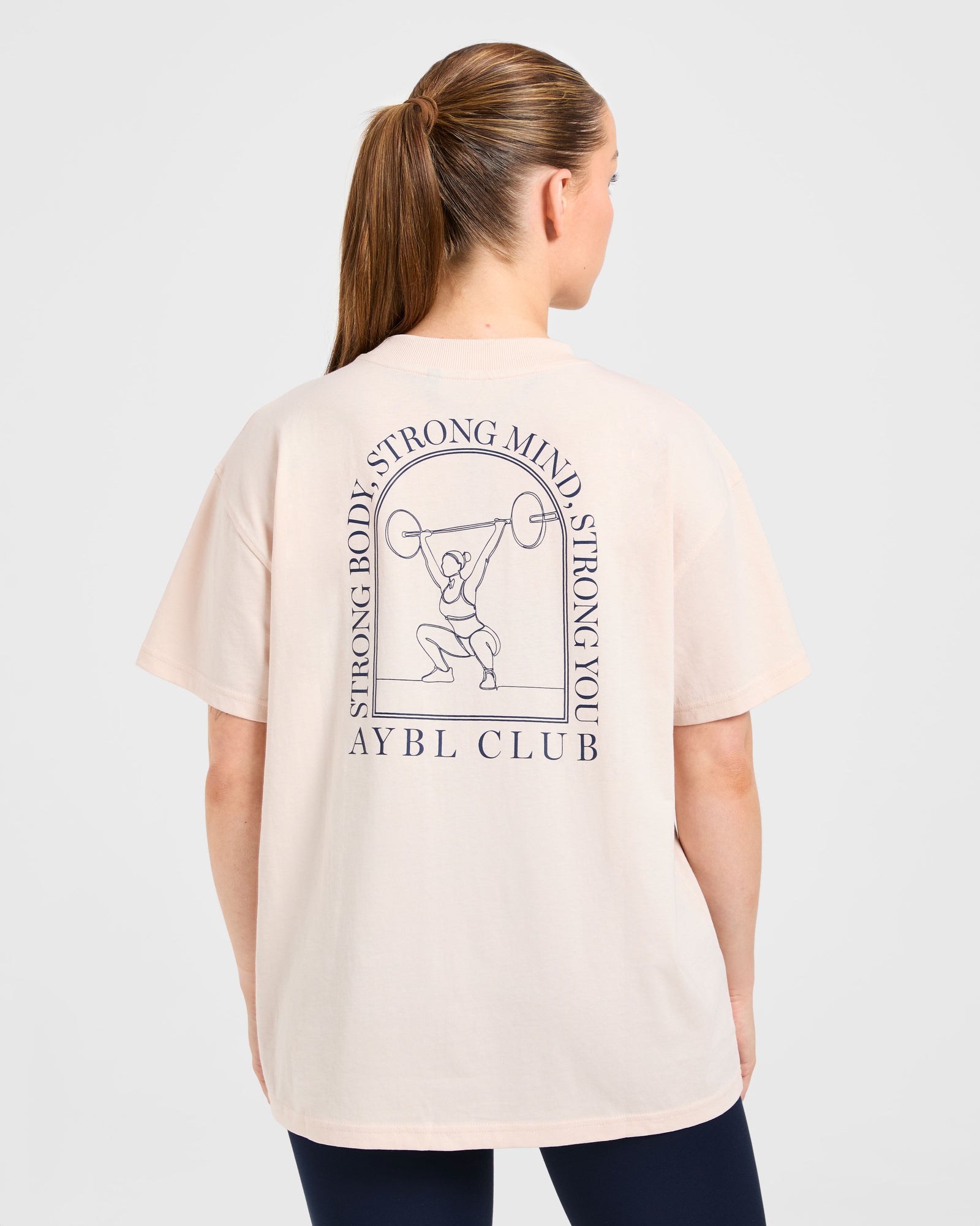 Body, Mind, You Oversized T Shirt - Peach/Navy