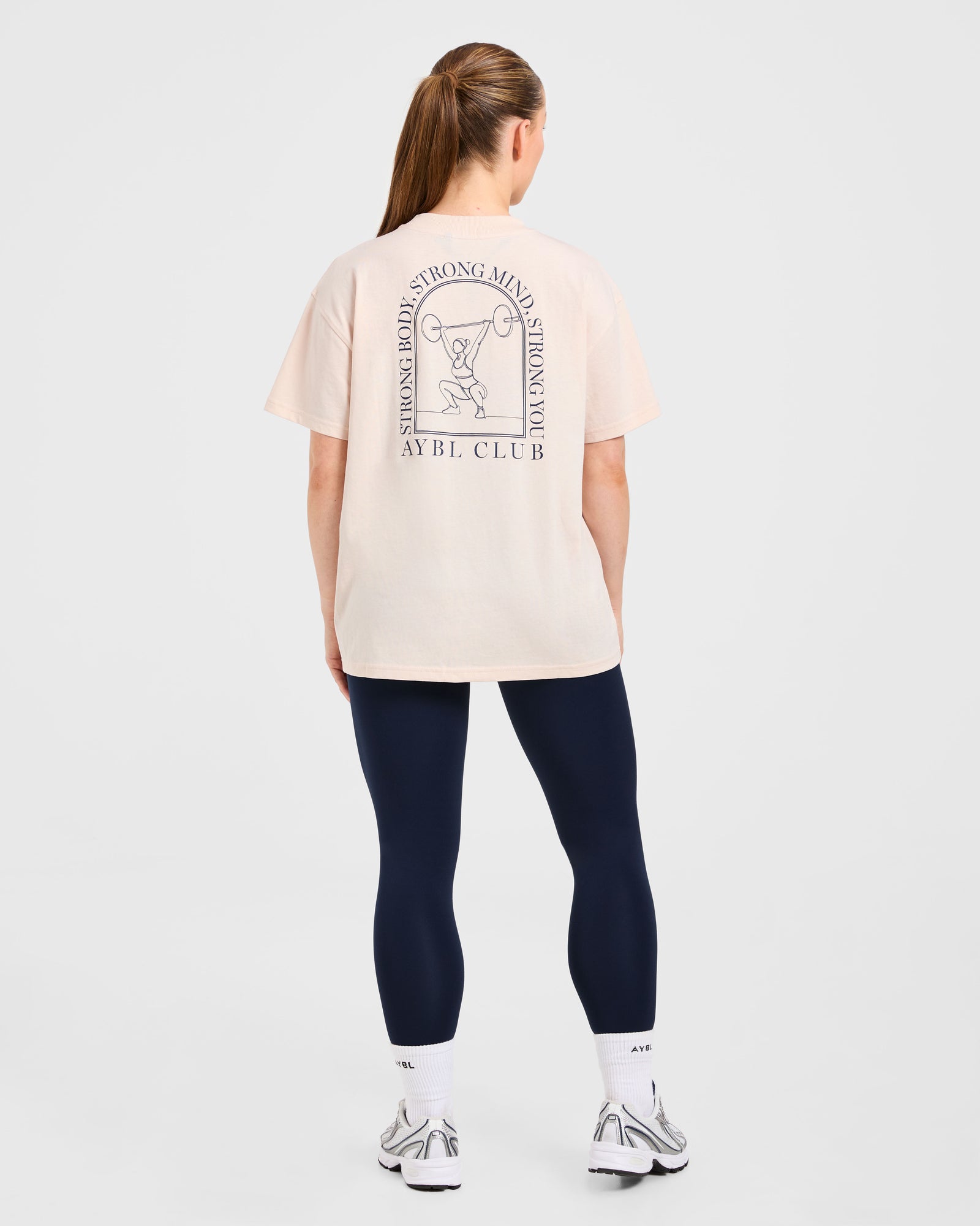 Body, Mind, You Oversized T Shirt - Peach/Navy