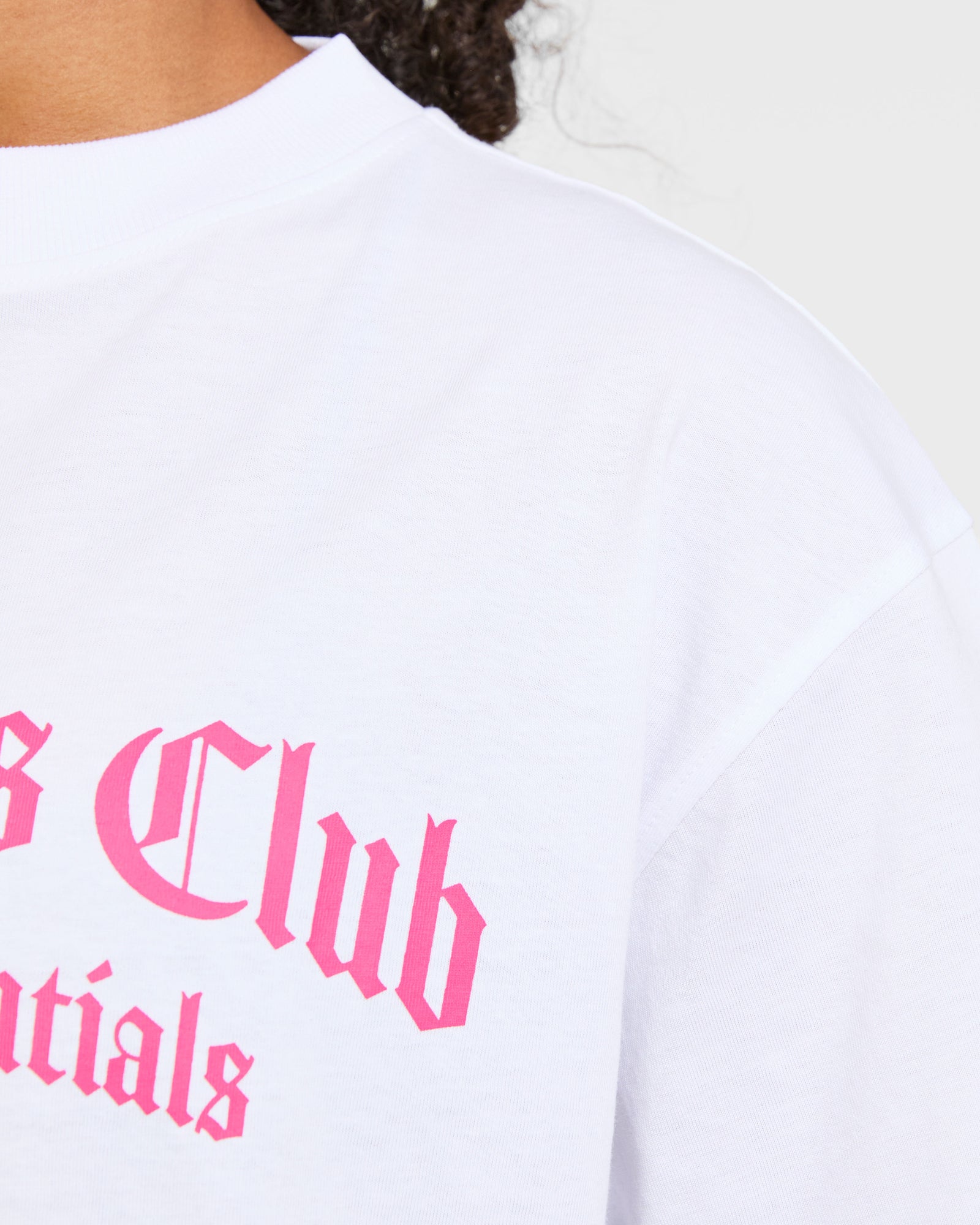 Sports Club Gothic Oversized T Shirt - White/Pink
